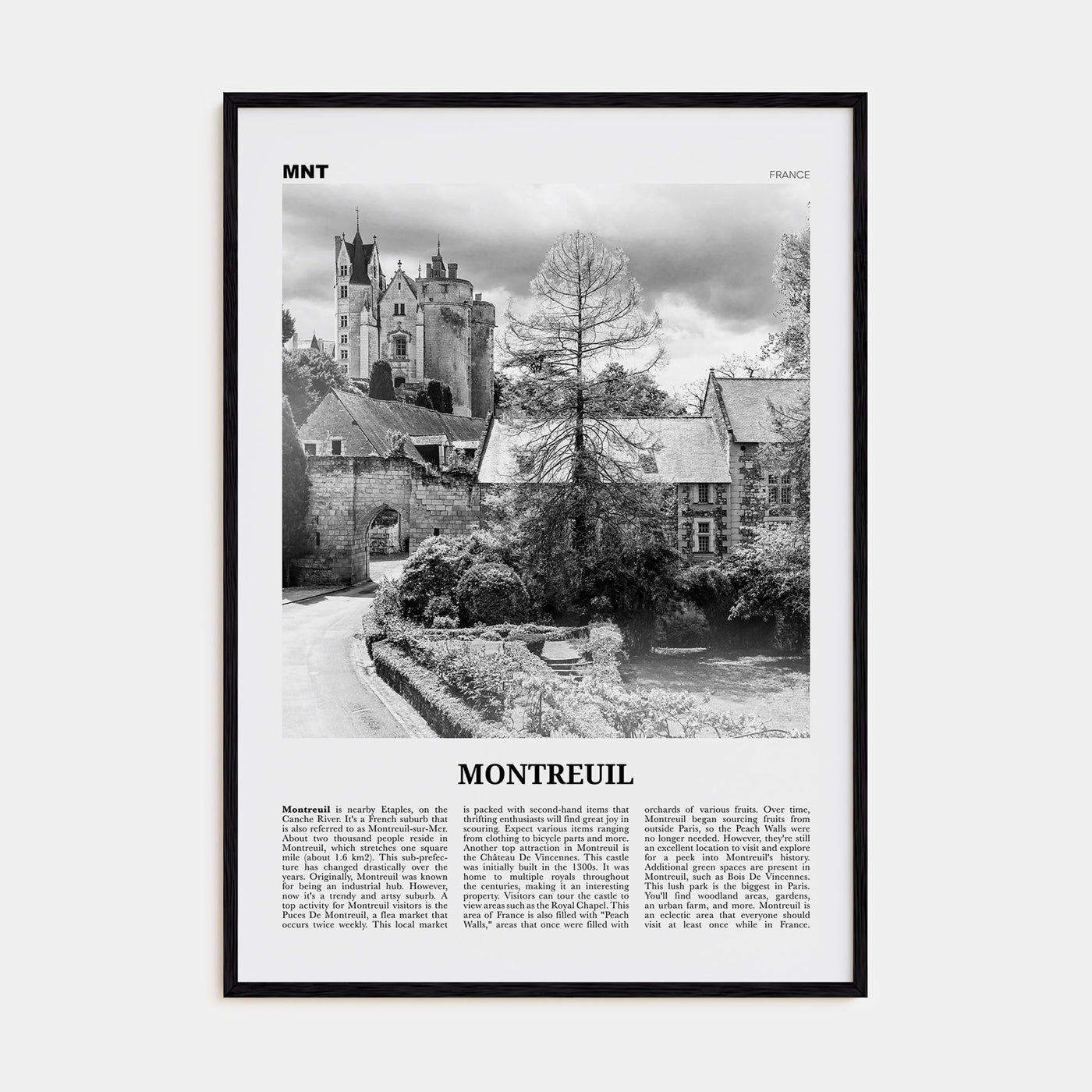 Montreuil Travel B&W Poster