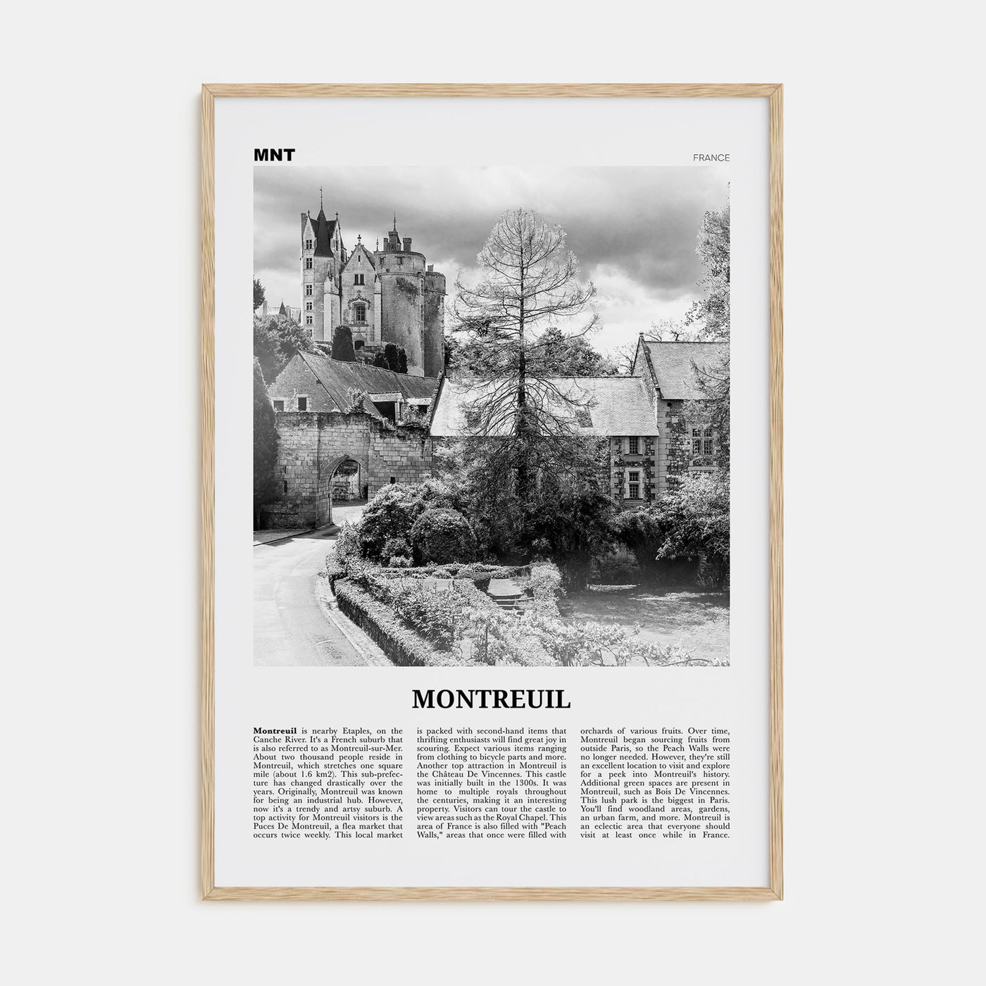 Montreuil Travel B&W Poster