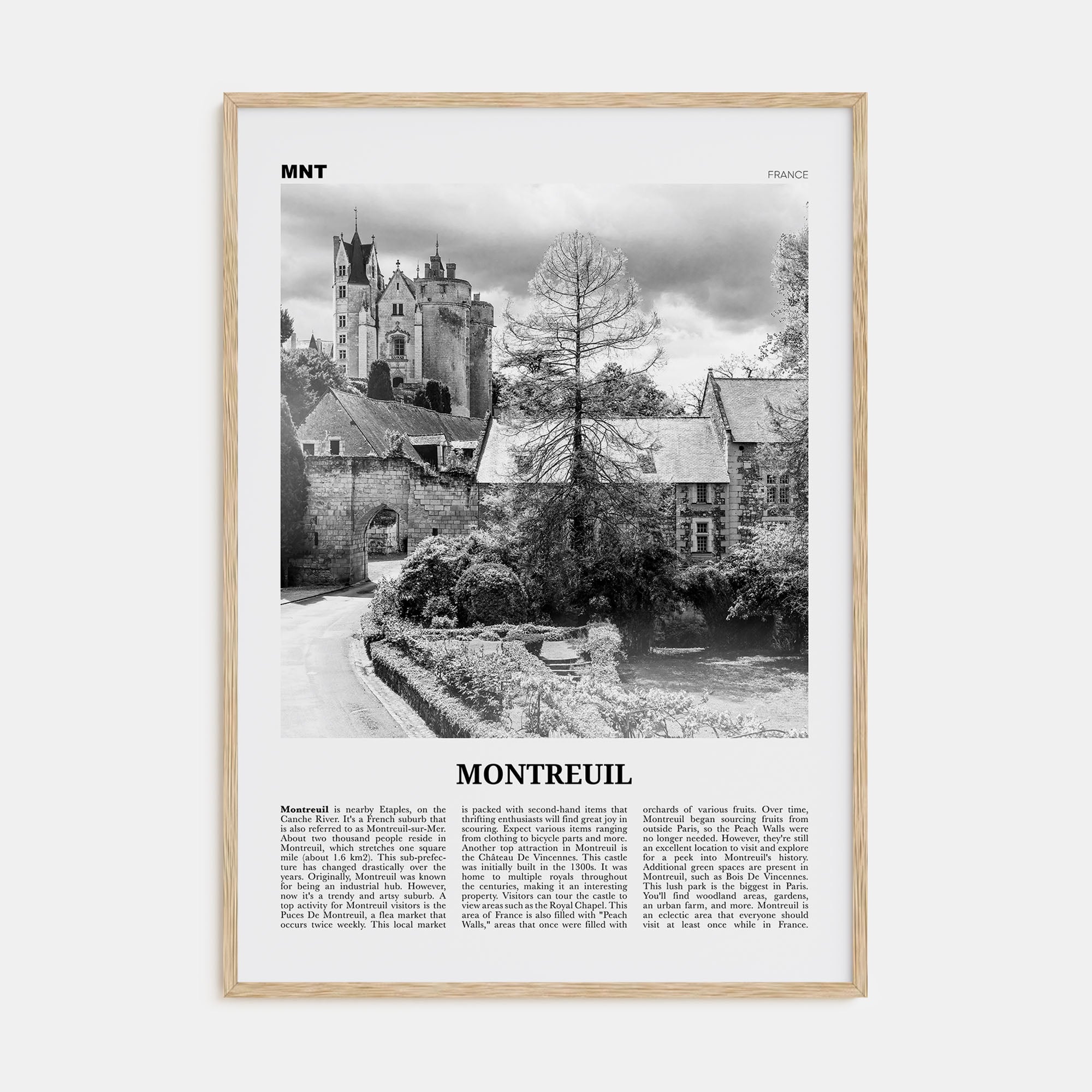 Montreuil Travel B&W Poster