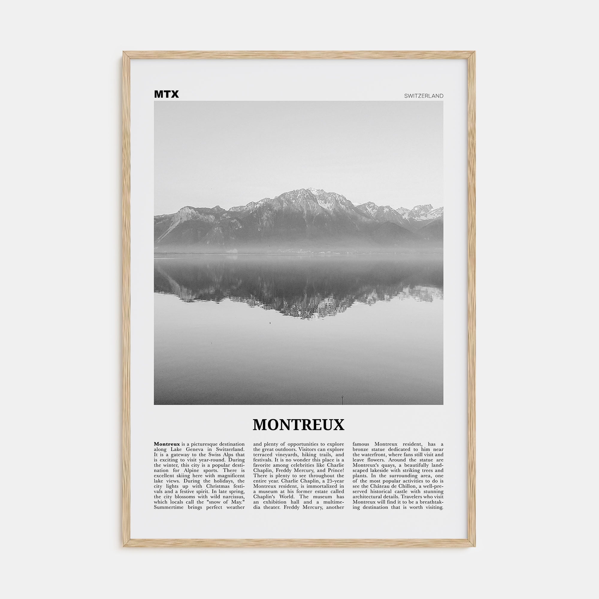 Montreux Travel B&W Poster