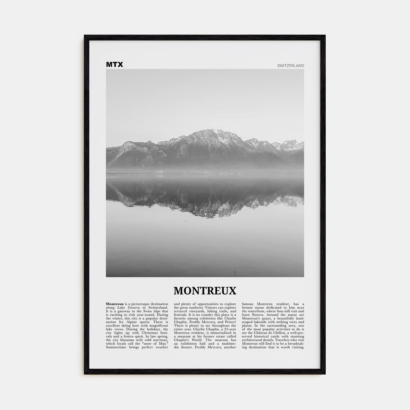 Montreux Travel B&W Poster