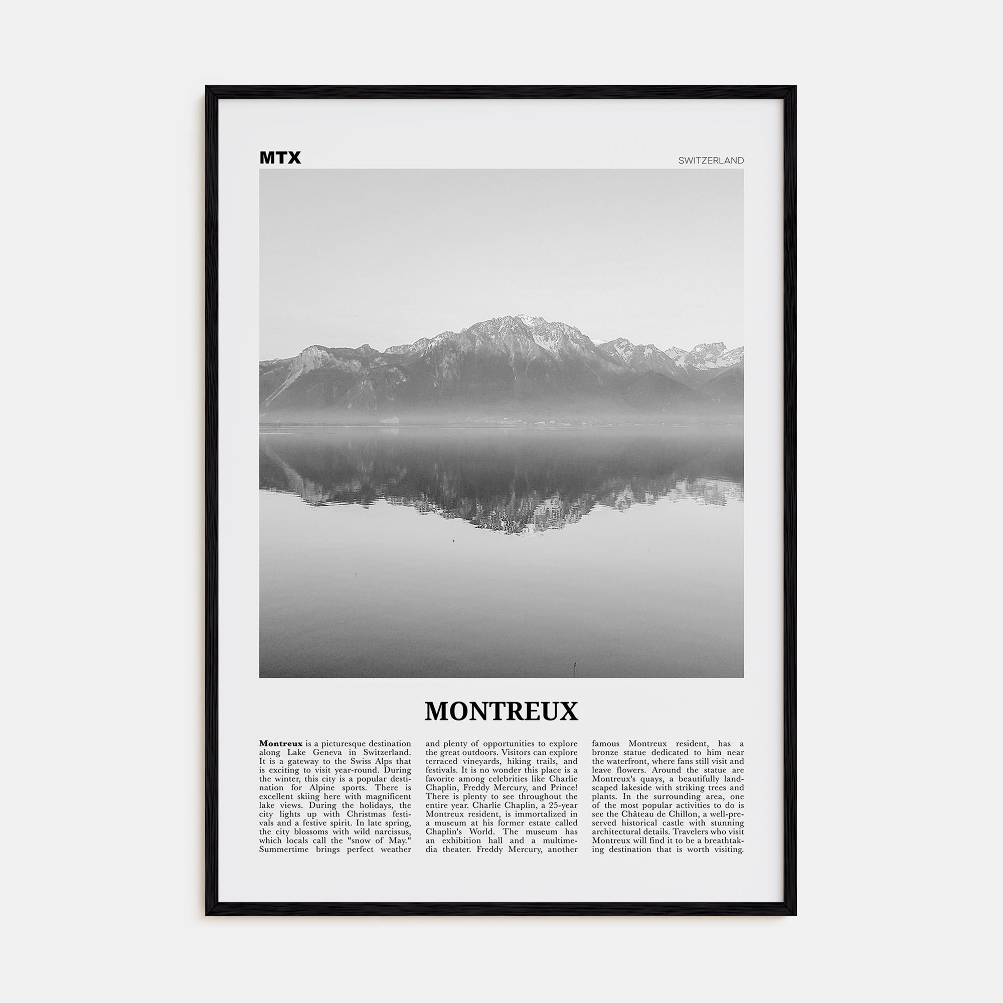 Montreux Travel B&W Poster
