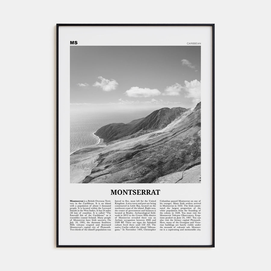 Montserrat, Caribbean Travel B&W Poster