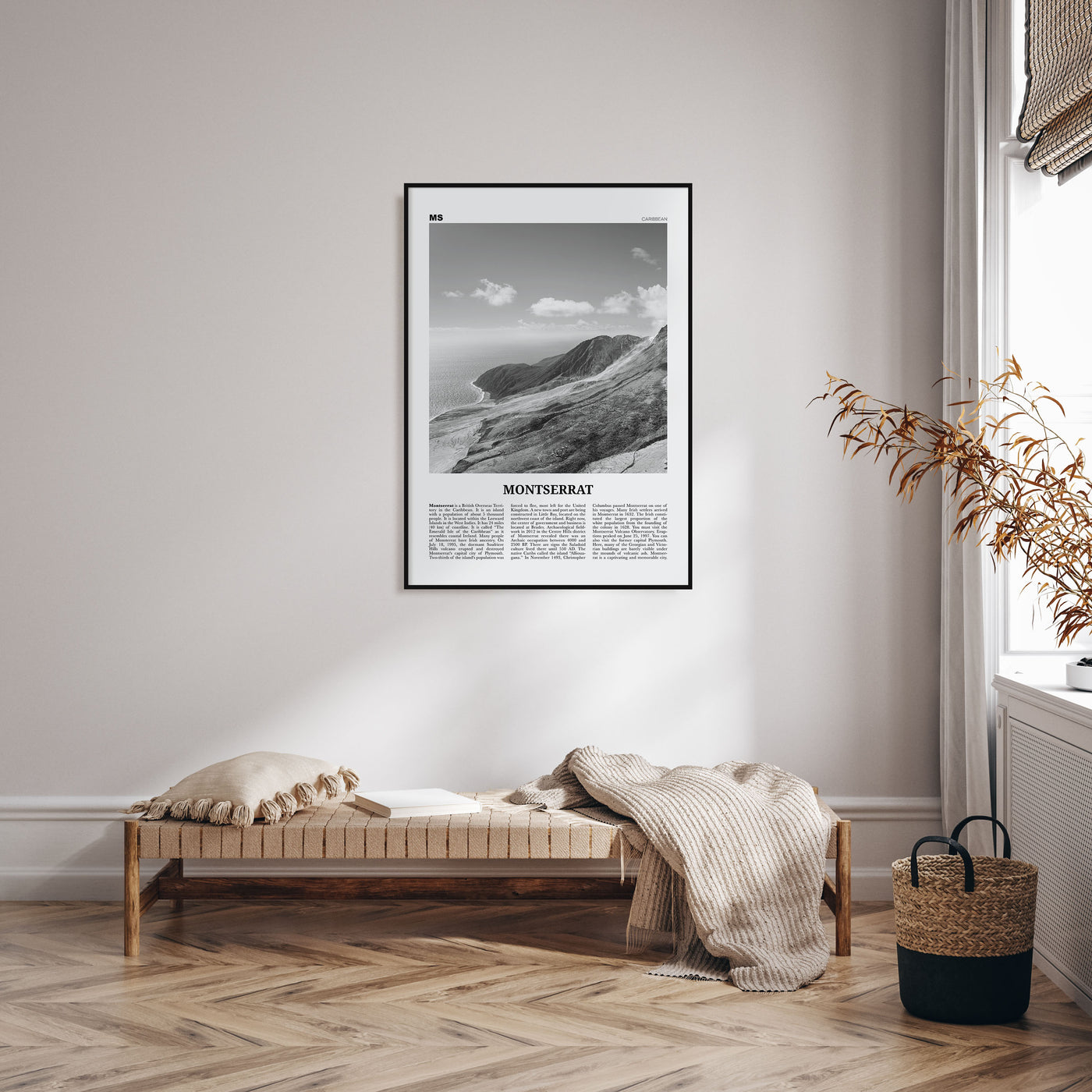 Montserrat, Caribbean Travel B&W Poster