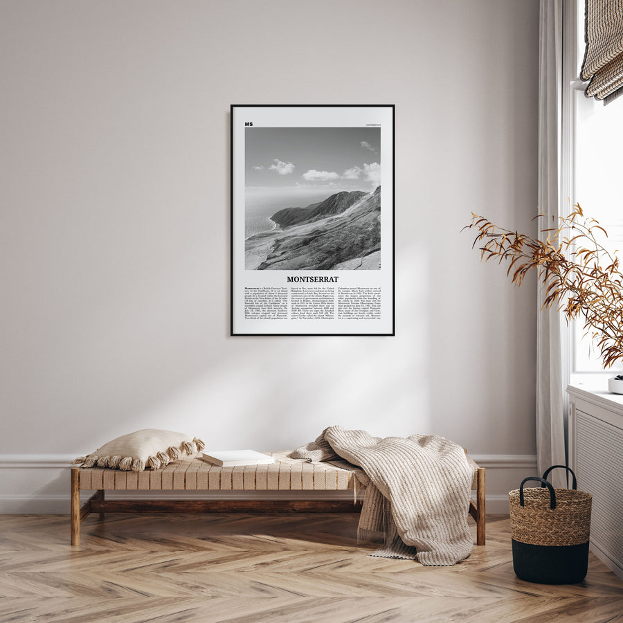Montserrat, Caribbean Travel B&W Poster