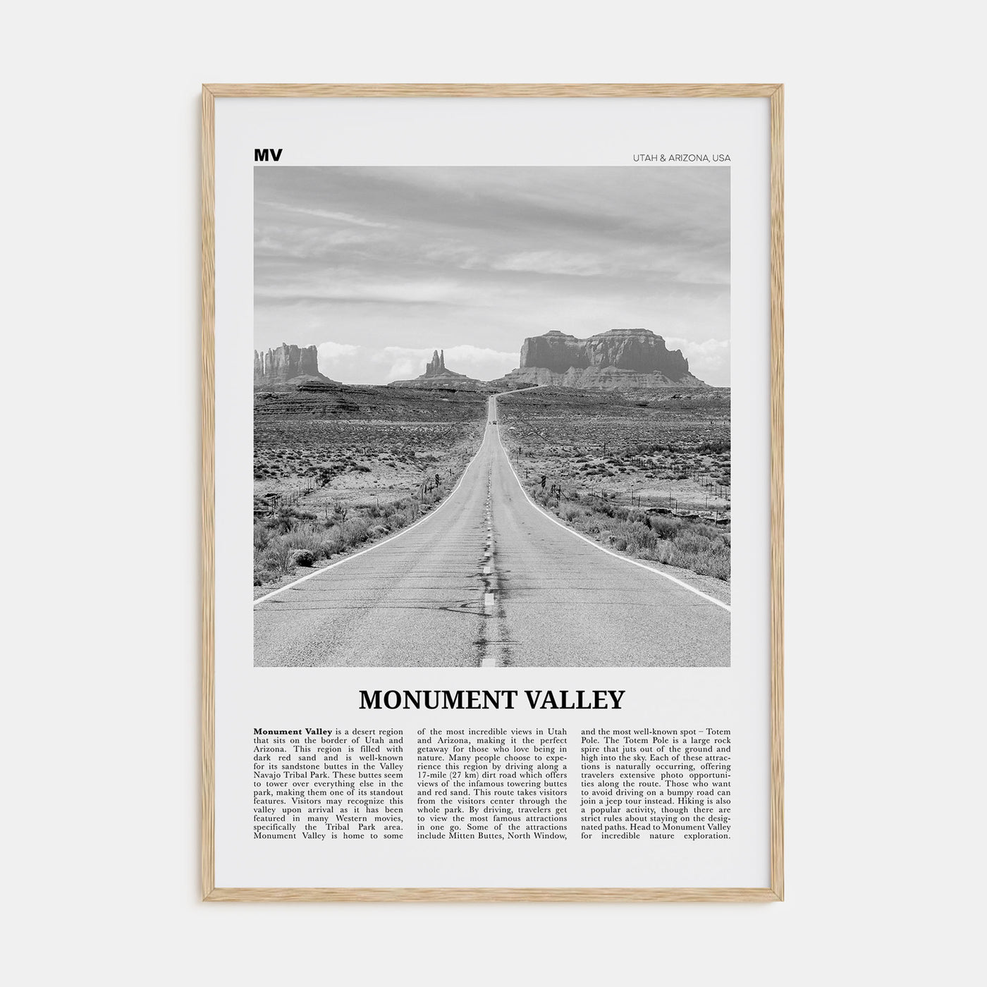 Monument Valley Travel B&W Poster