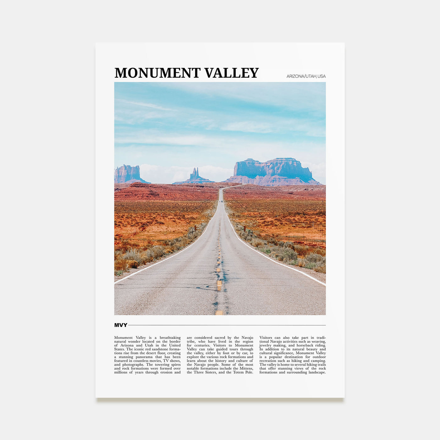 Monument Valley Travel Color Poster
