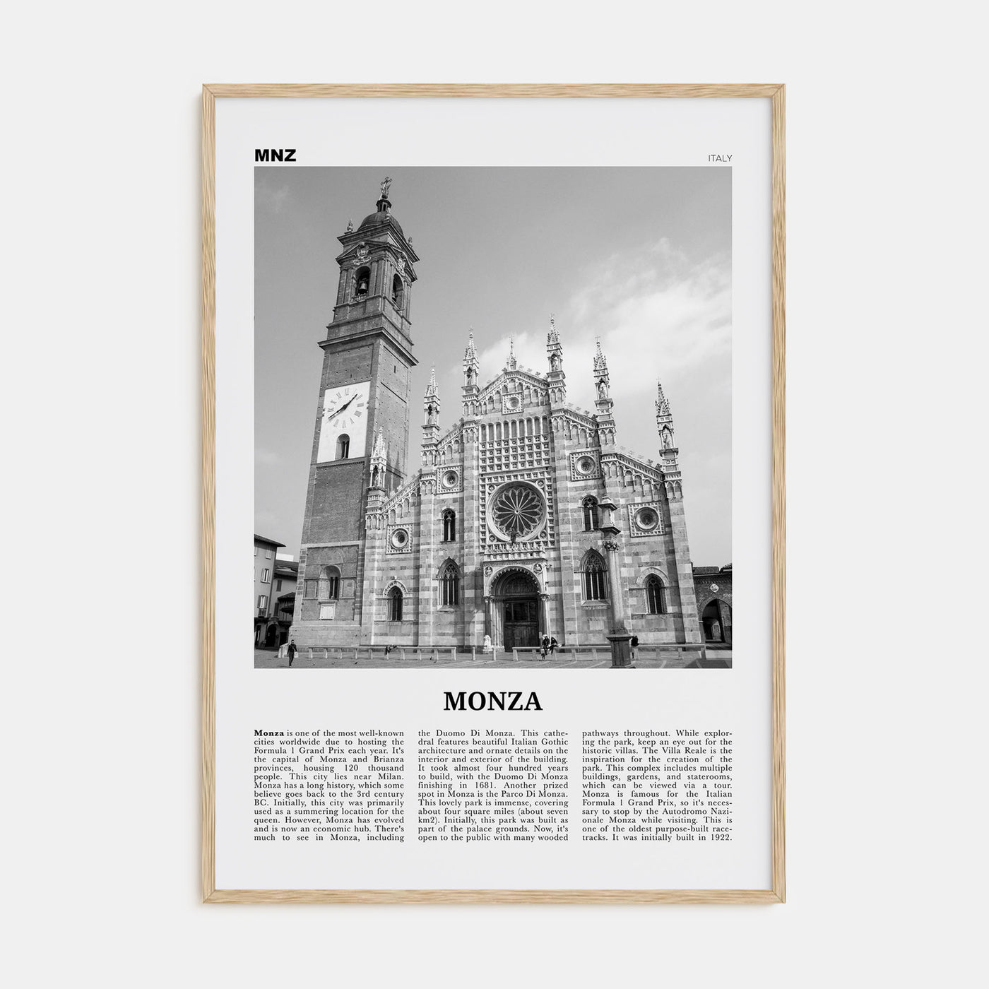 Monza Travel B&W Poster