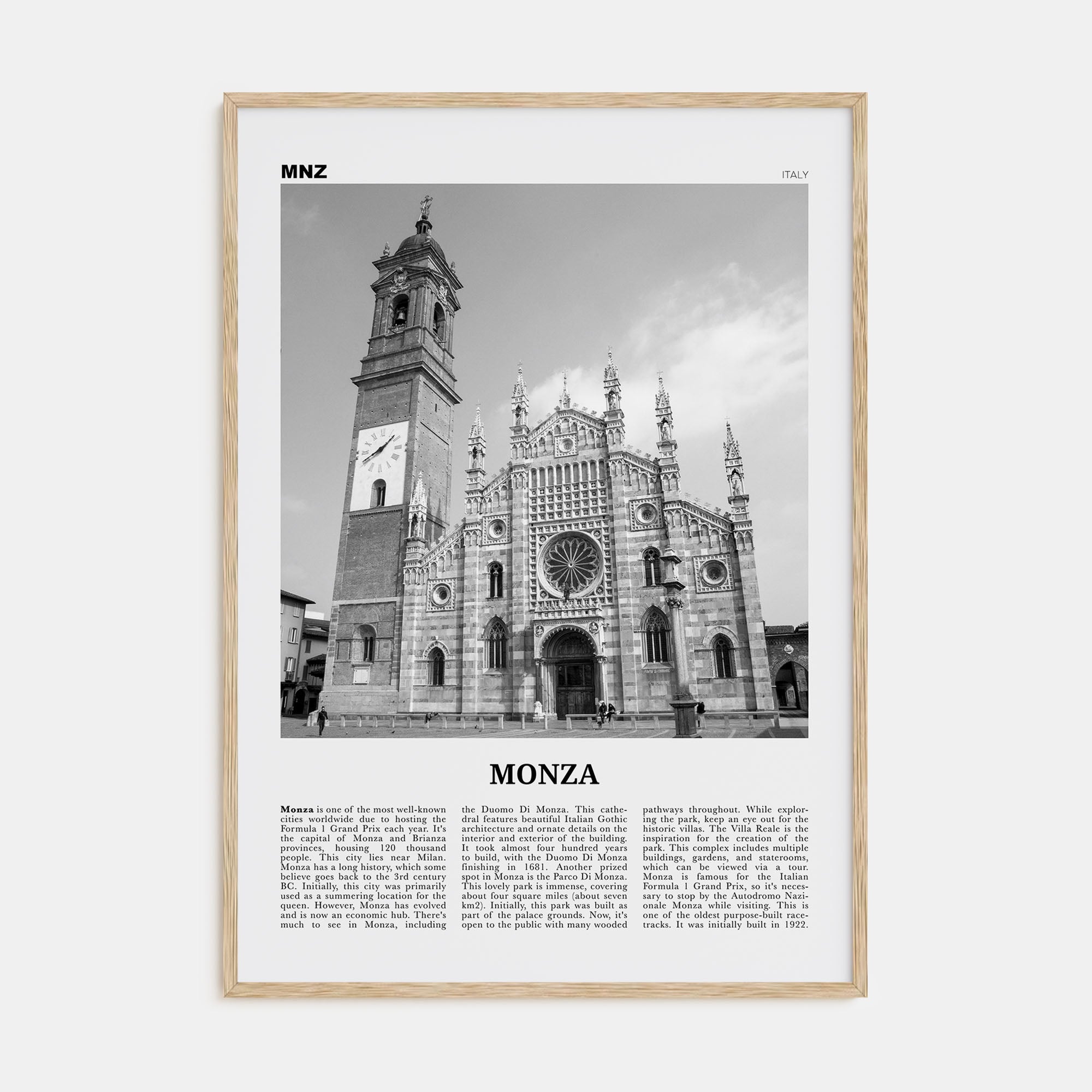 Monza Travel B&W Poster