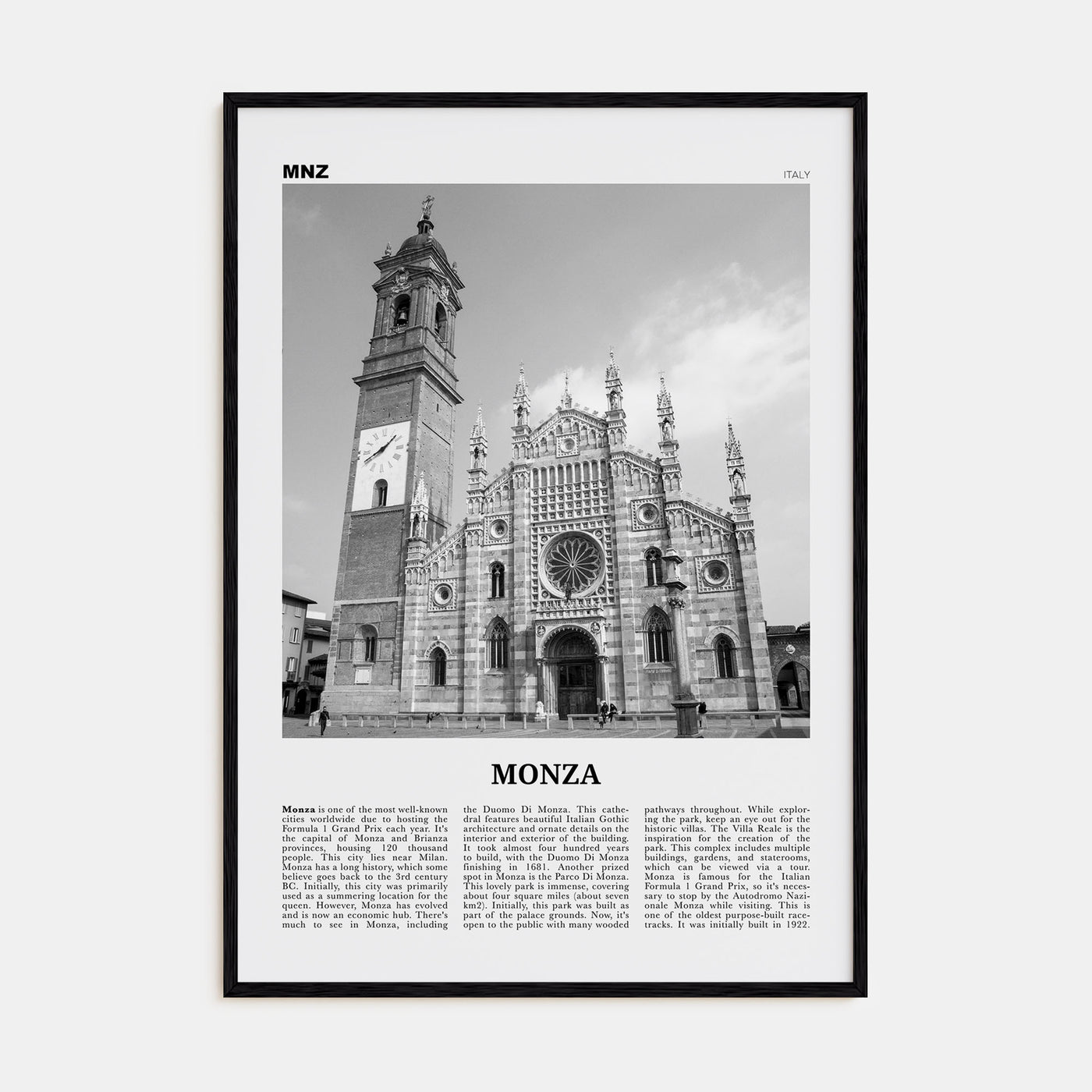 Monza Travel B&W Poster