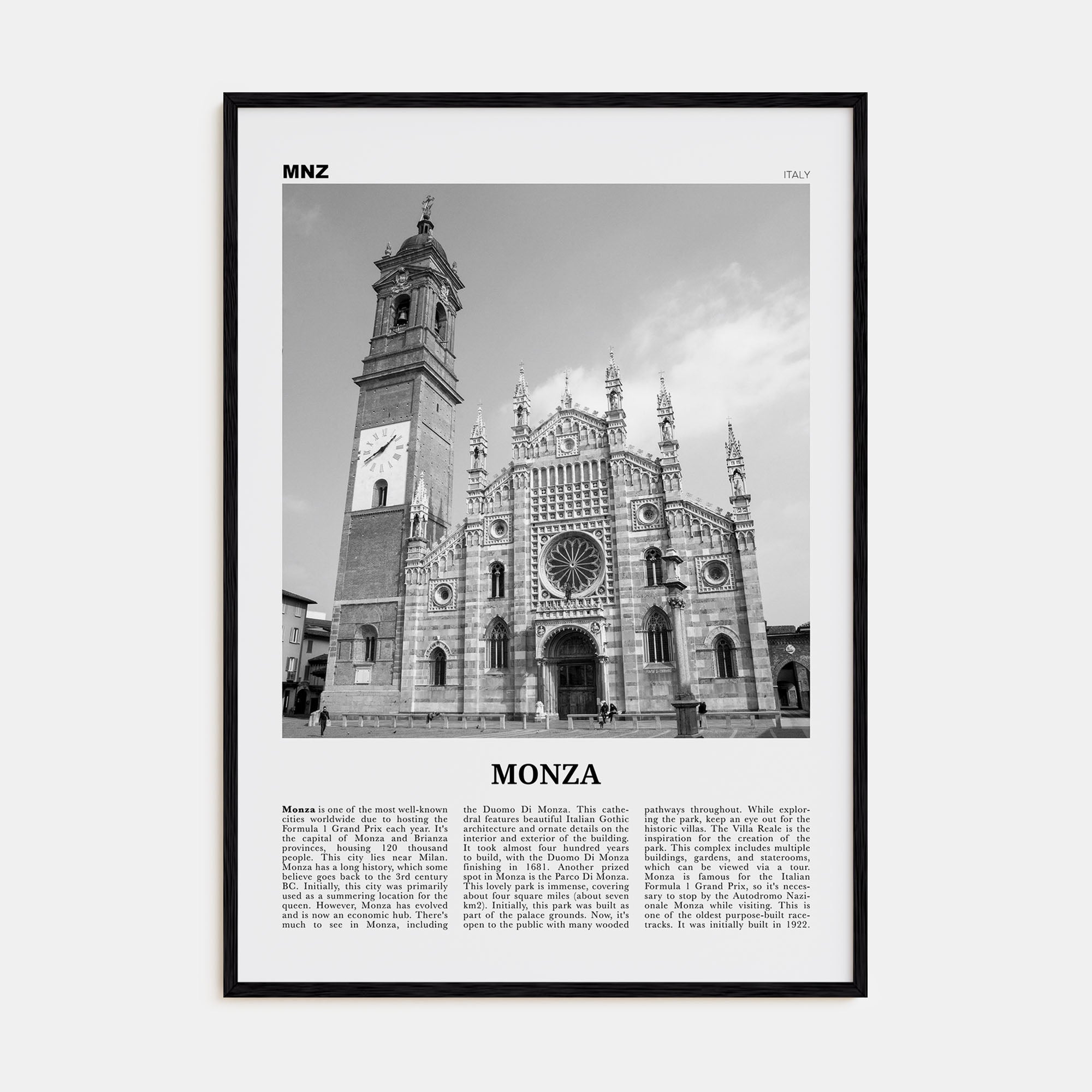 Monza Travel B&W Poster