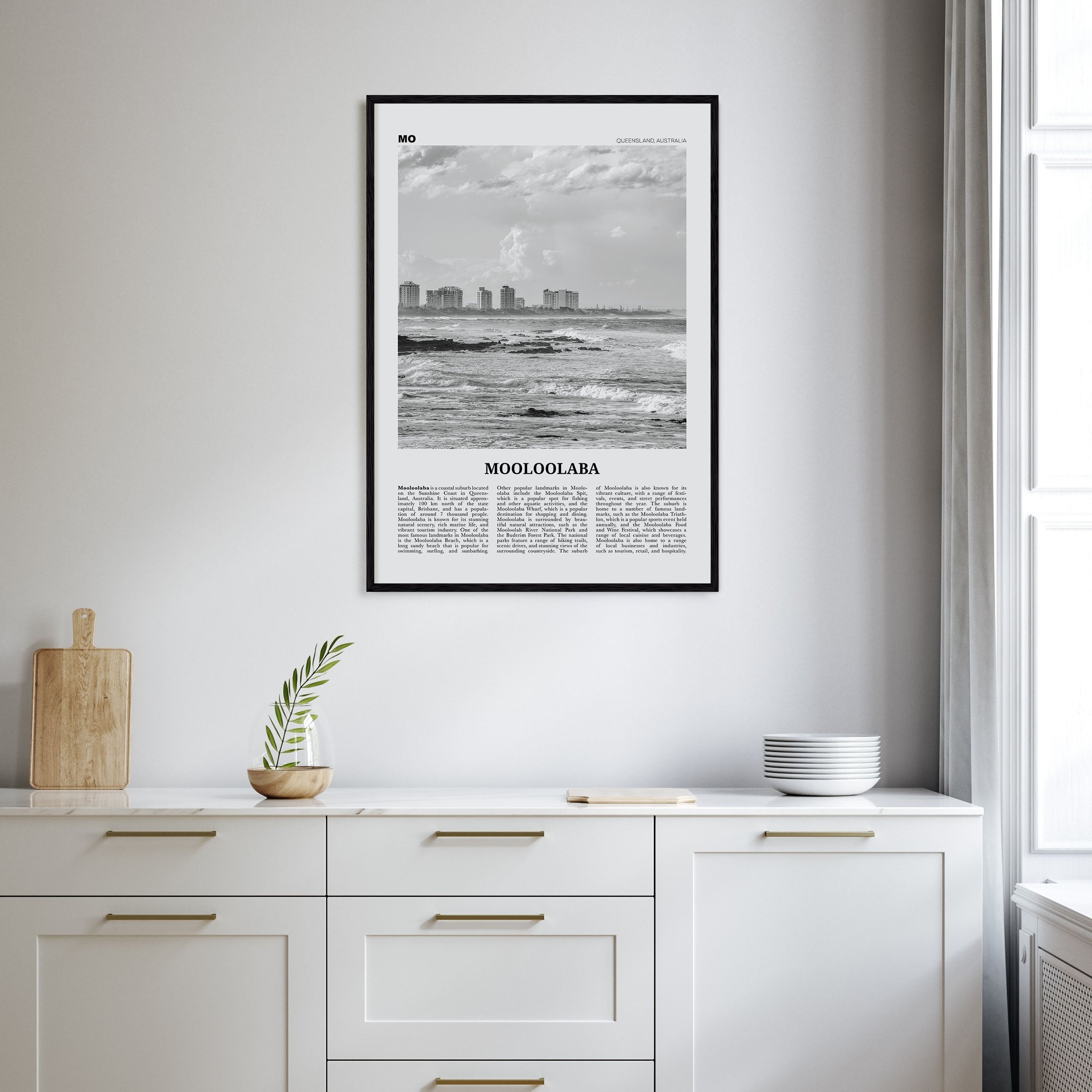 Mooloolaba Travel B&W Poster