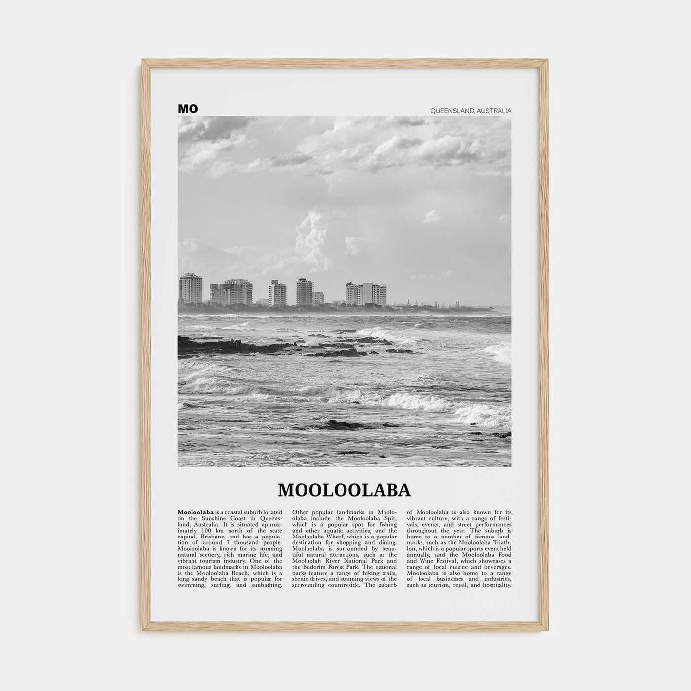 Mooloolaba Travel B&W Poster