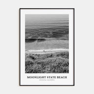 Moonlight State Beach Portrait B&W Poster