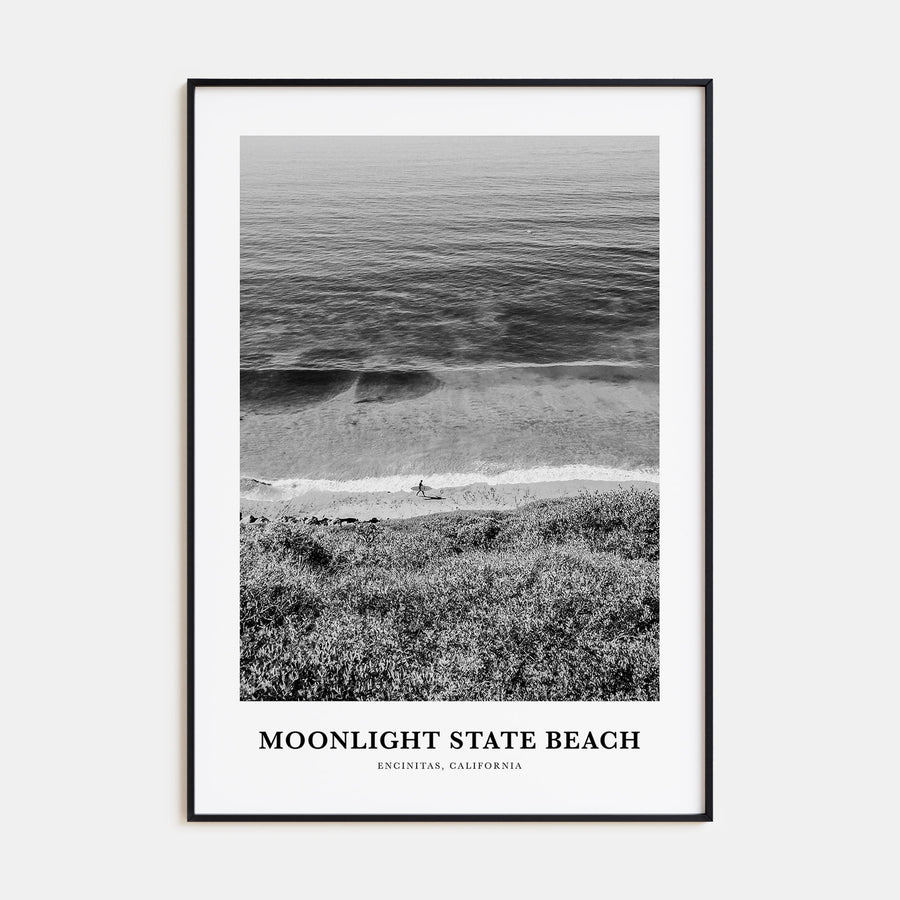 Moonlight State Beach Portrait B&W Poster