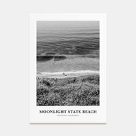 Moonlight State Beach Portrait B&W Poster