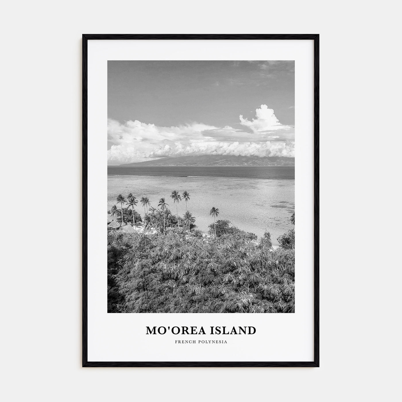 Moorea Island Portrait B&W Poster