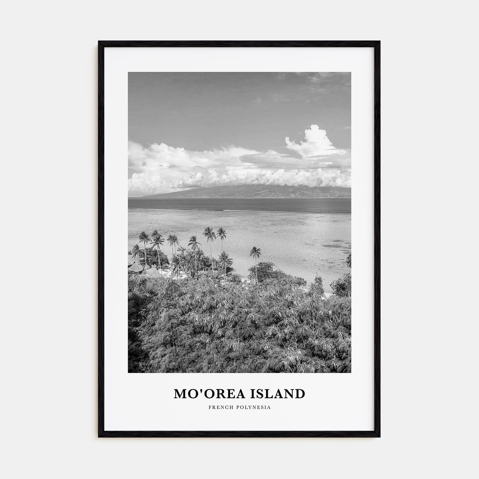 Moorea Island Portrait B&W Poster