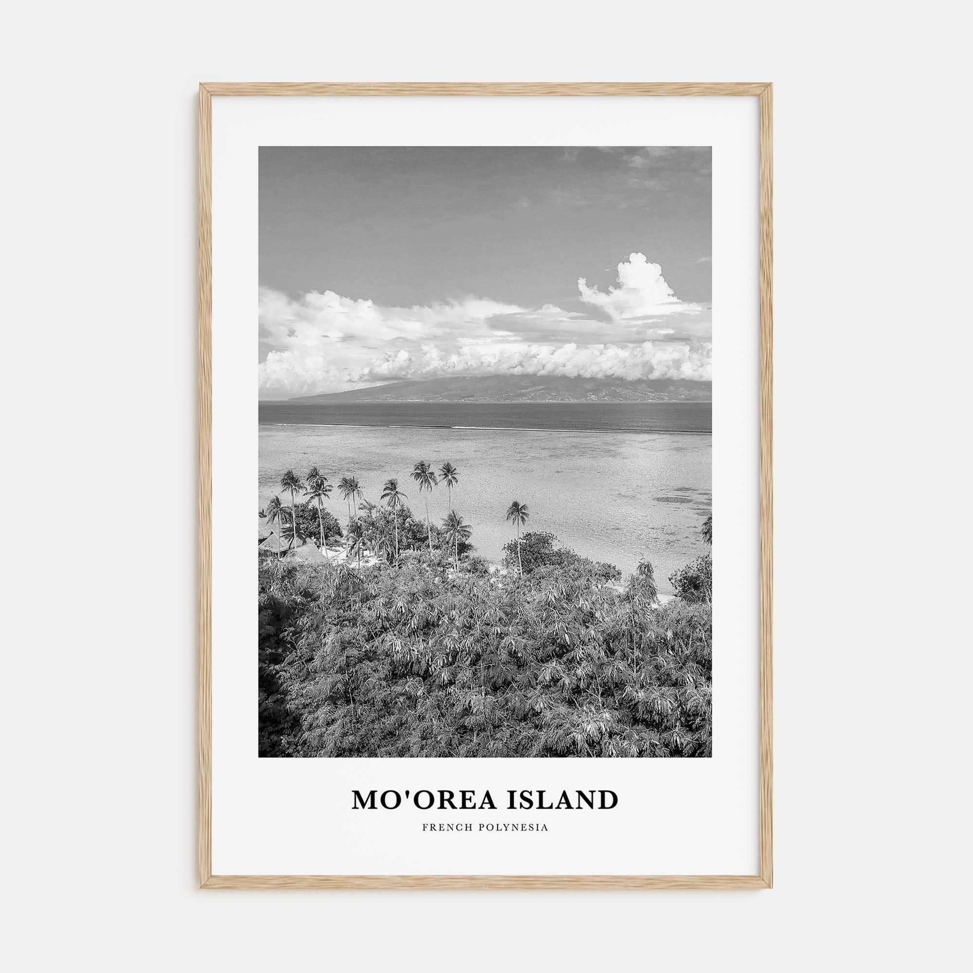 Moorea Island Portrait B&W Poster