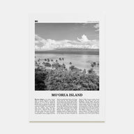 Moorea Island Travel B&W Poster