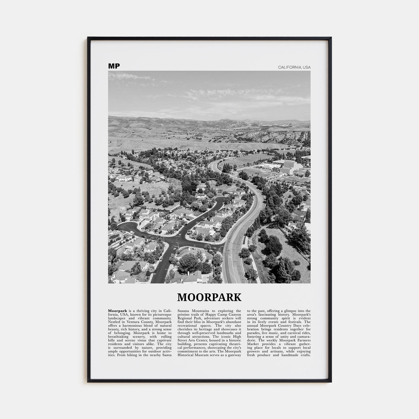 Moorpark Travel B&W Poster
