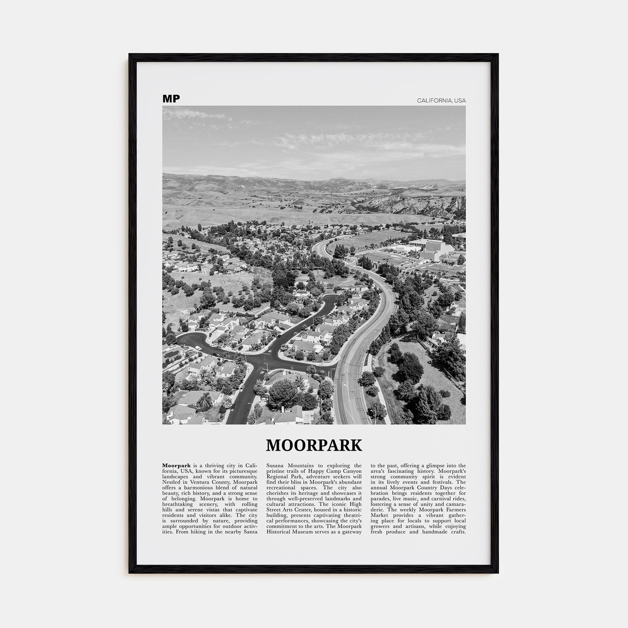 Moorpark Travel B&W Poster