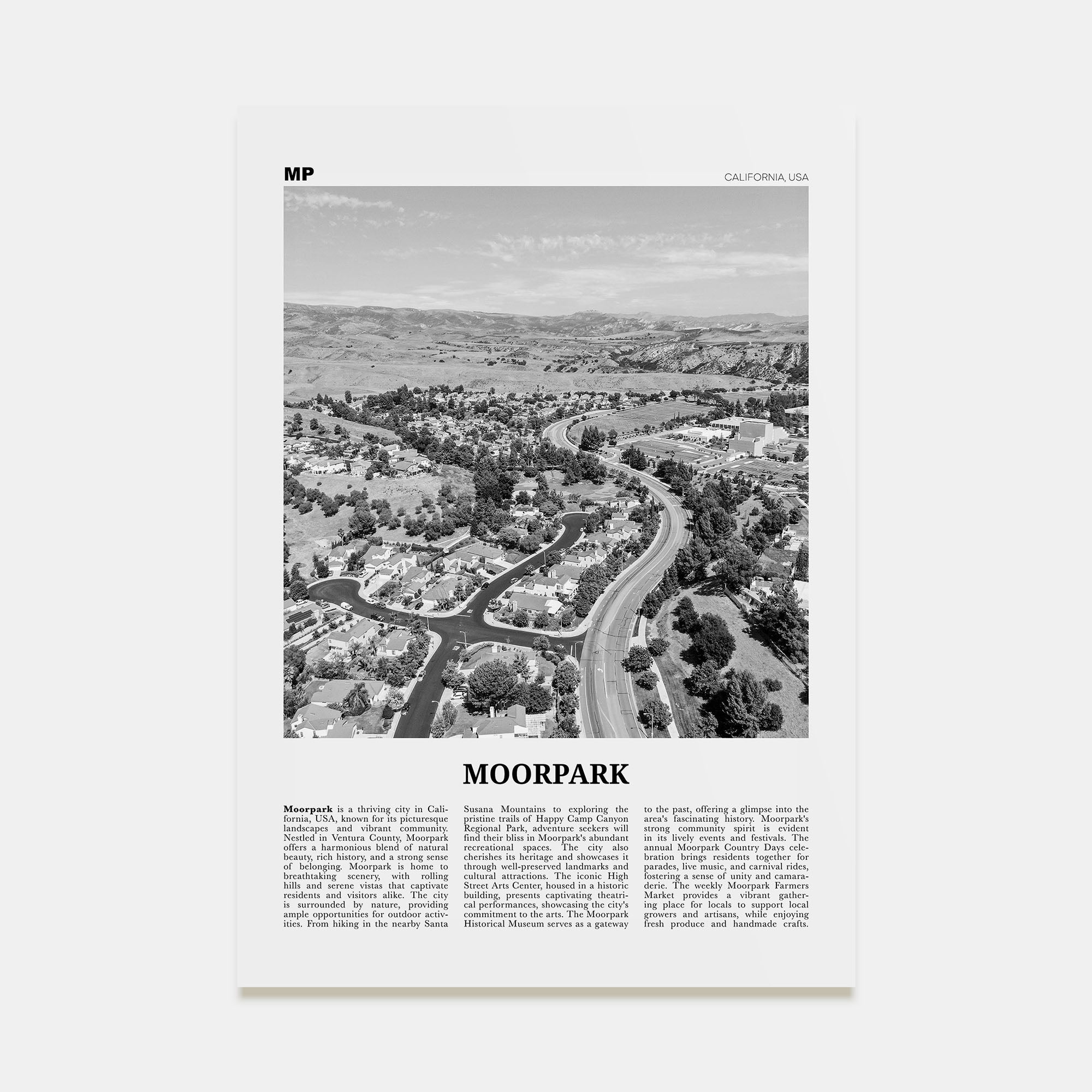 Moorpark Travel B&W Poster