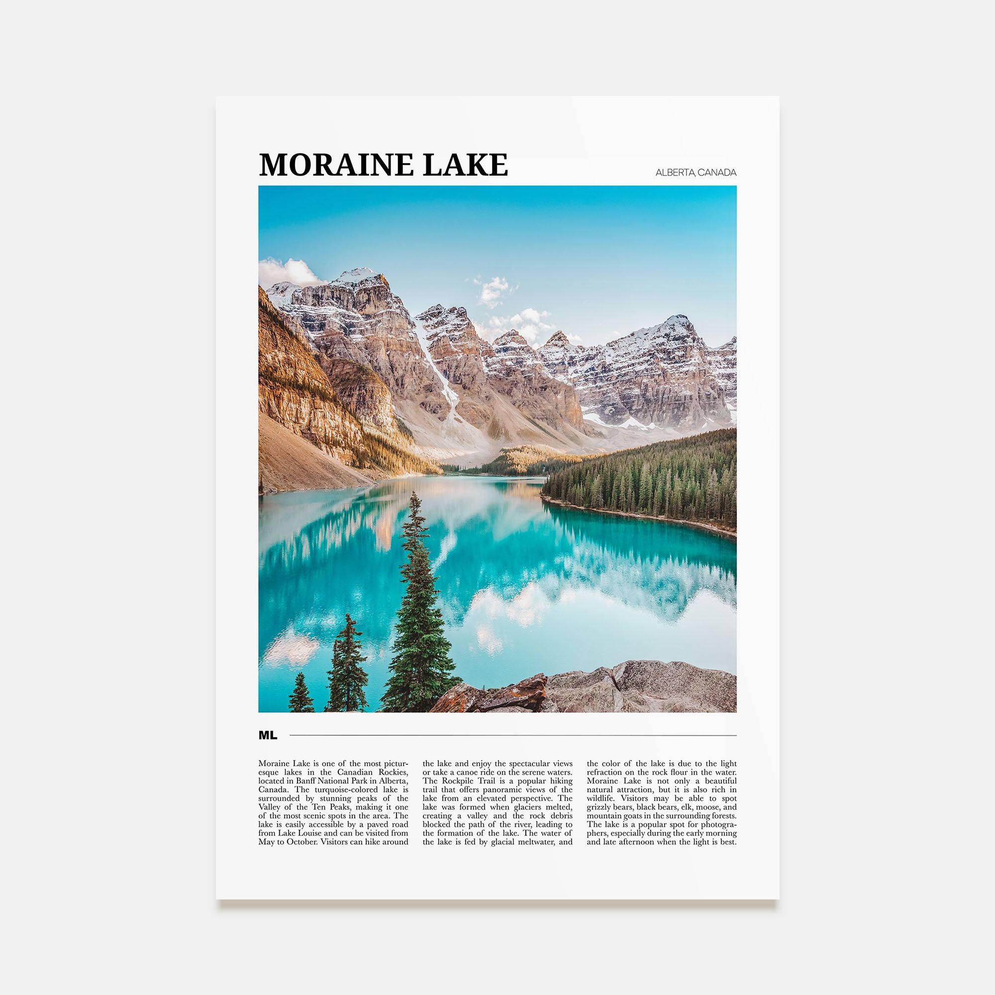 Moraine Lake Travel Color Poster