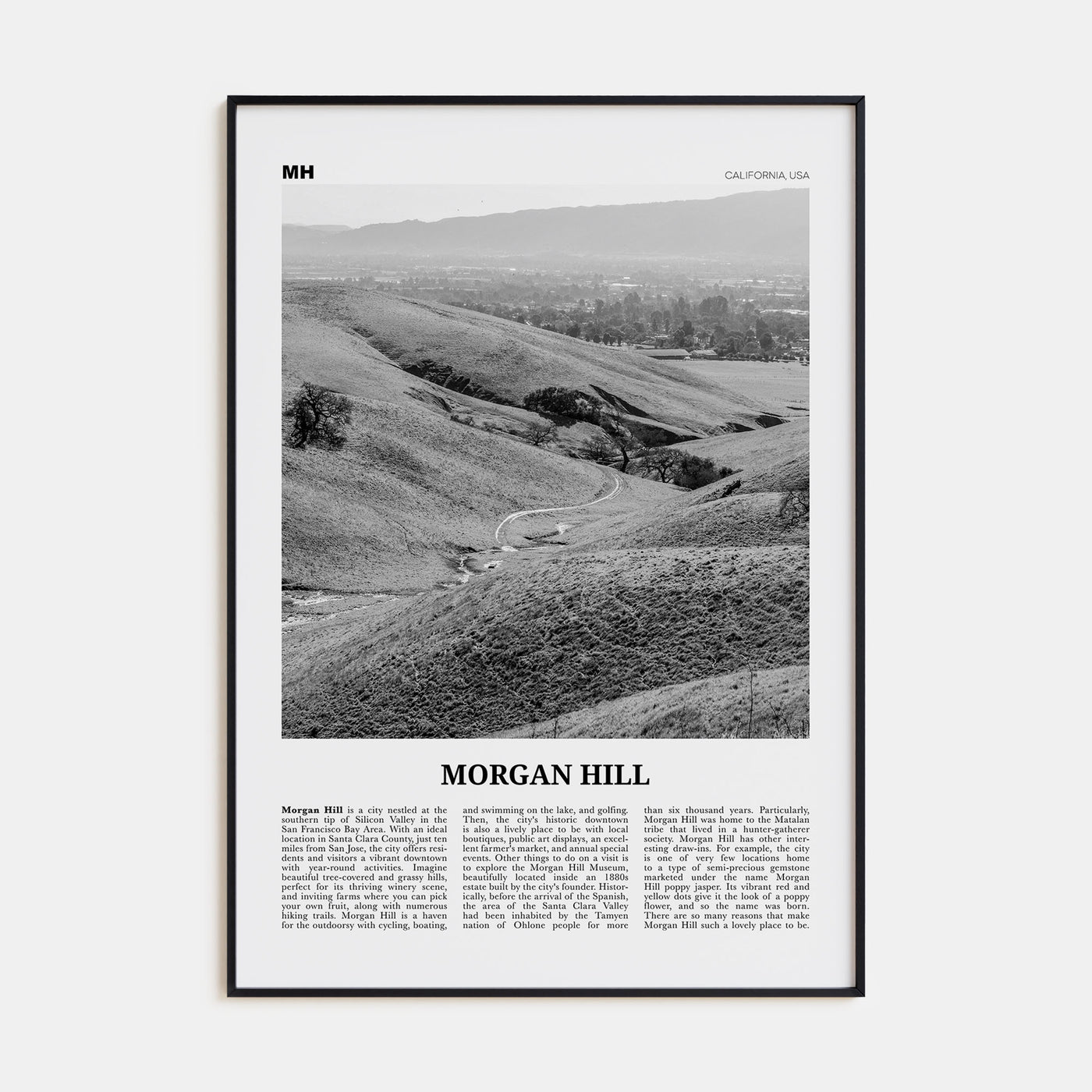 Morgan Hill Travel B&W Poster