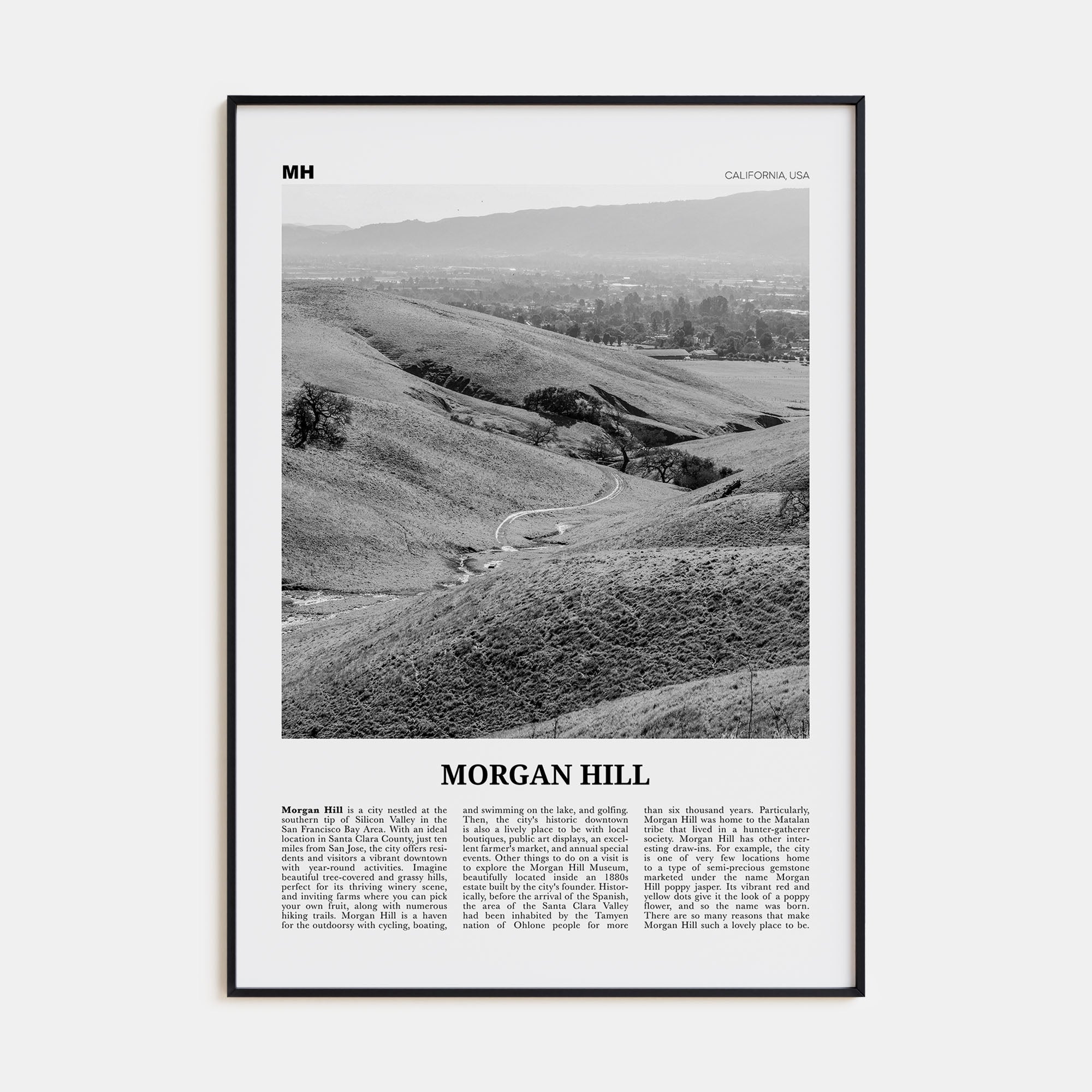 Morgan Hill Travel B&W Poster