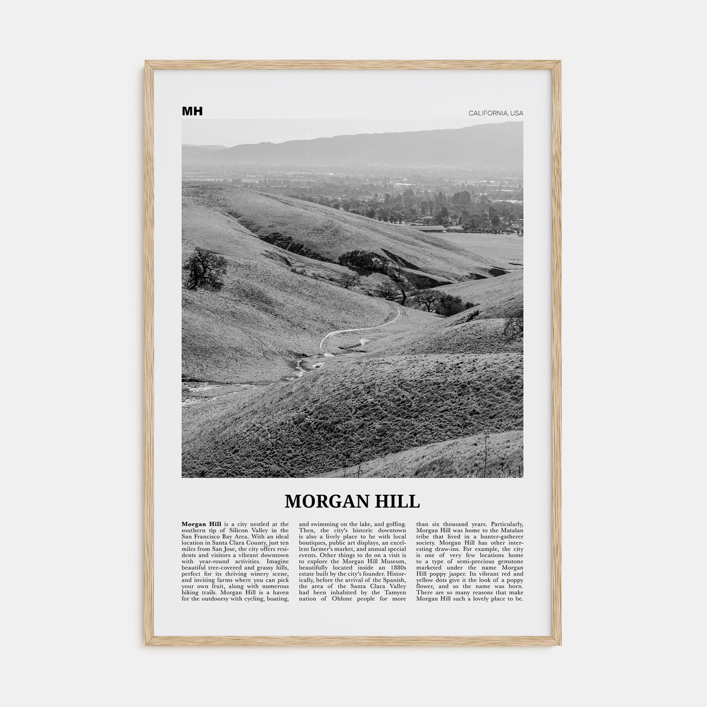 Morgan Hill Travel B&W Poster