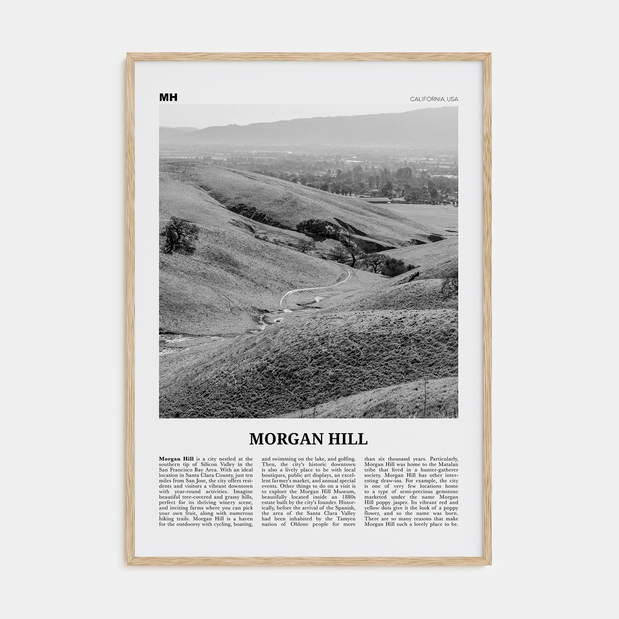Morgan Hill Travel B&W Poster
