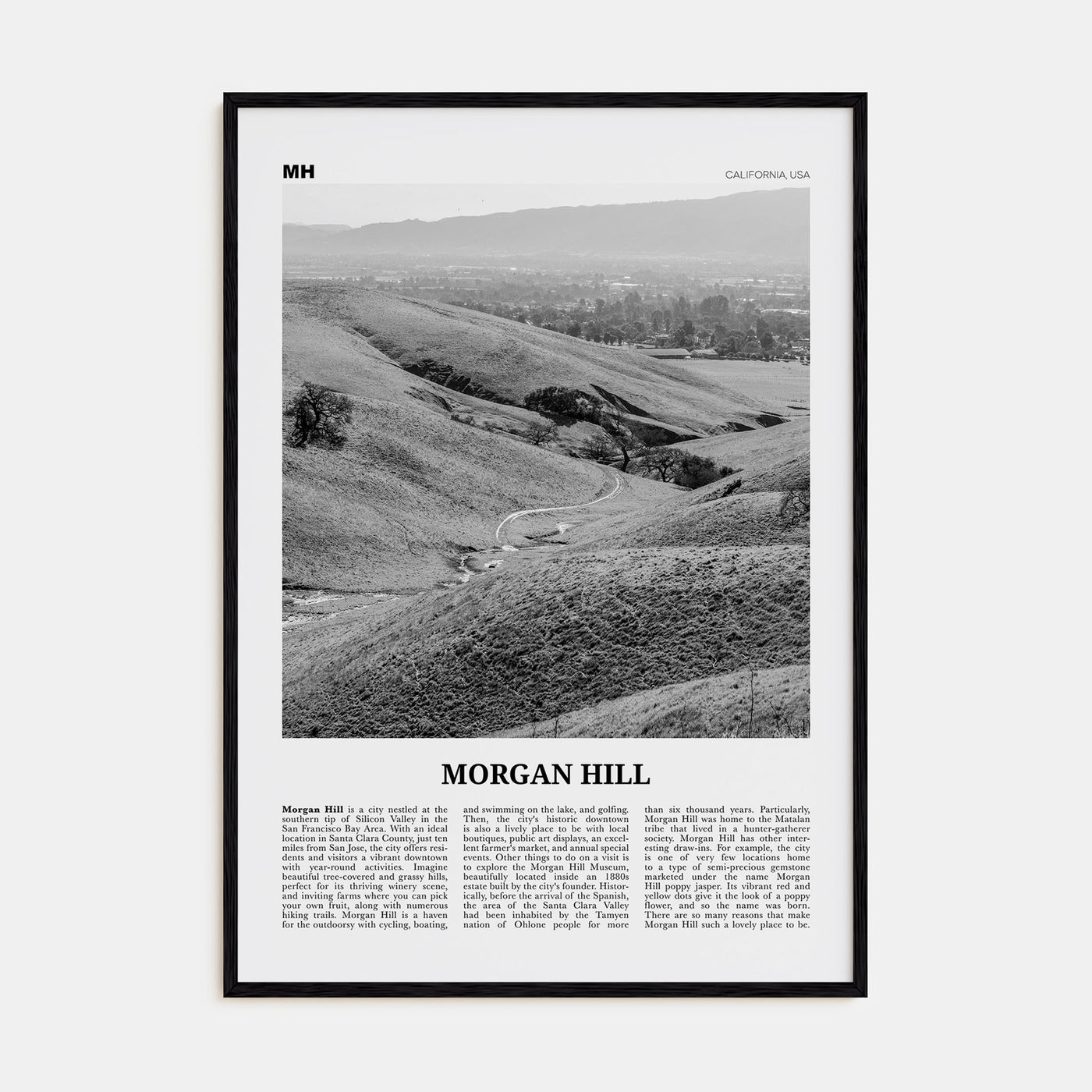 Morgan Hill Travel B&W Poster
