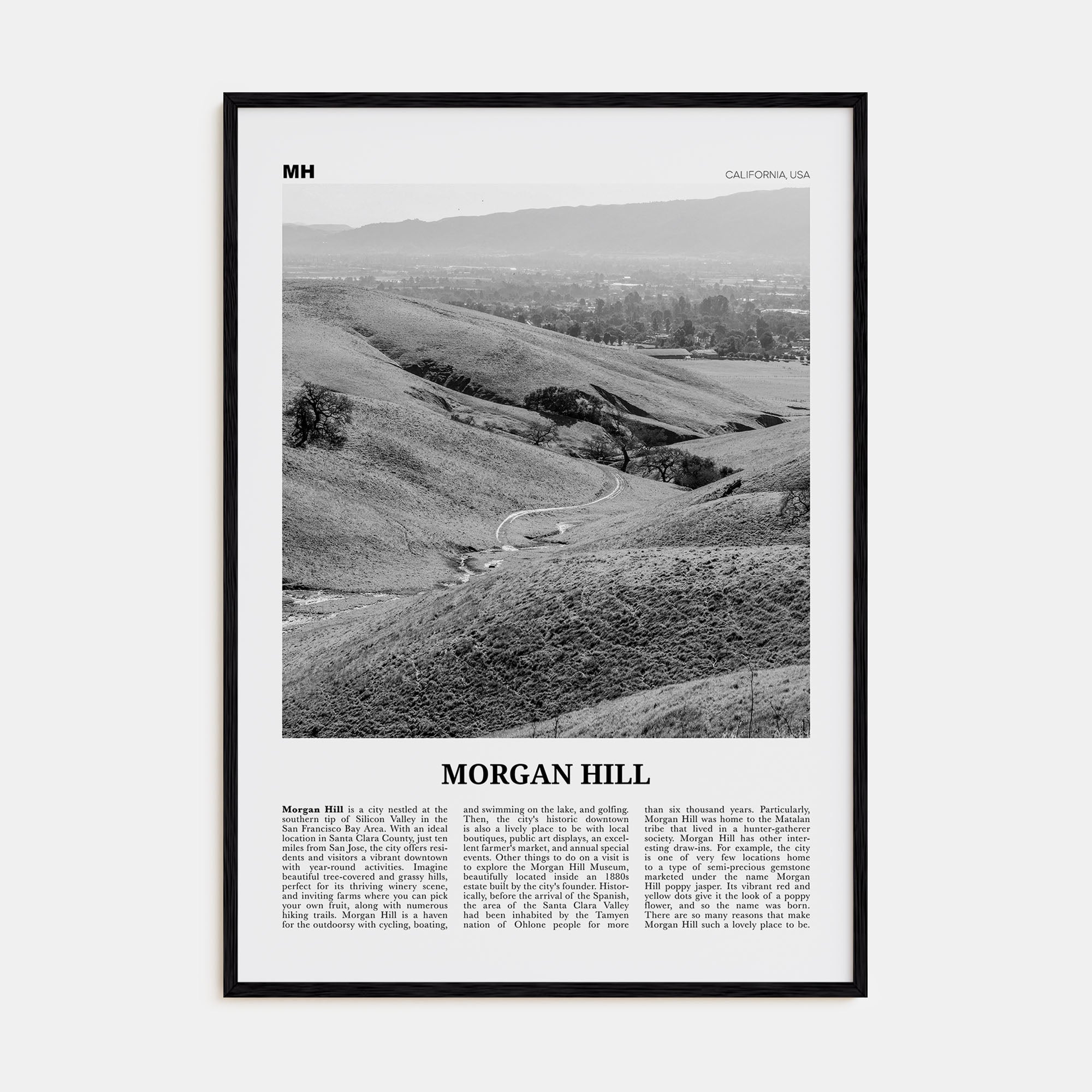 Morgan Hill Travel B&W Poster
