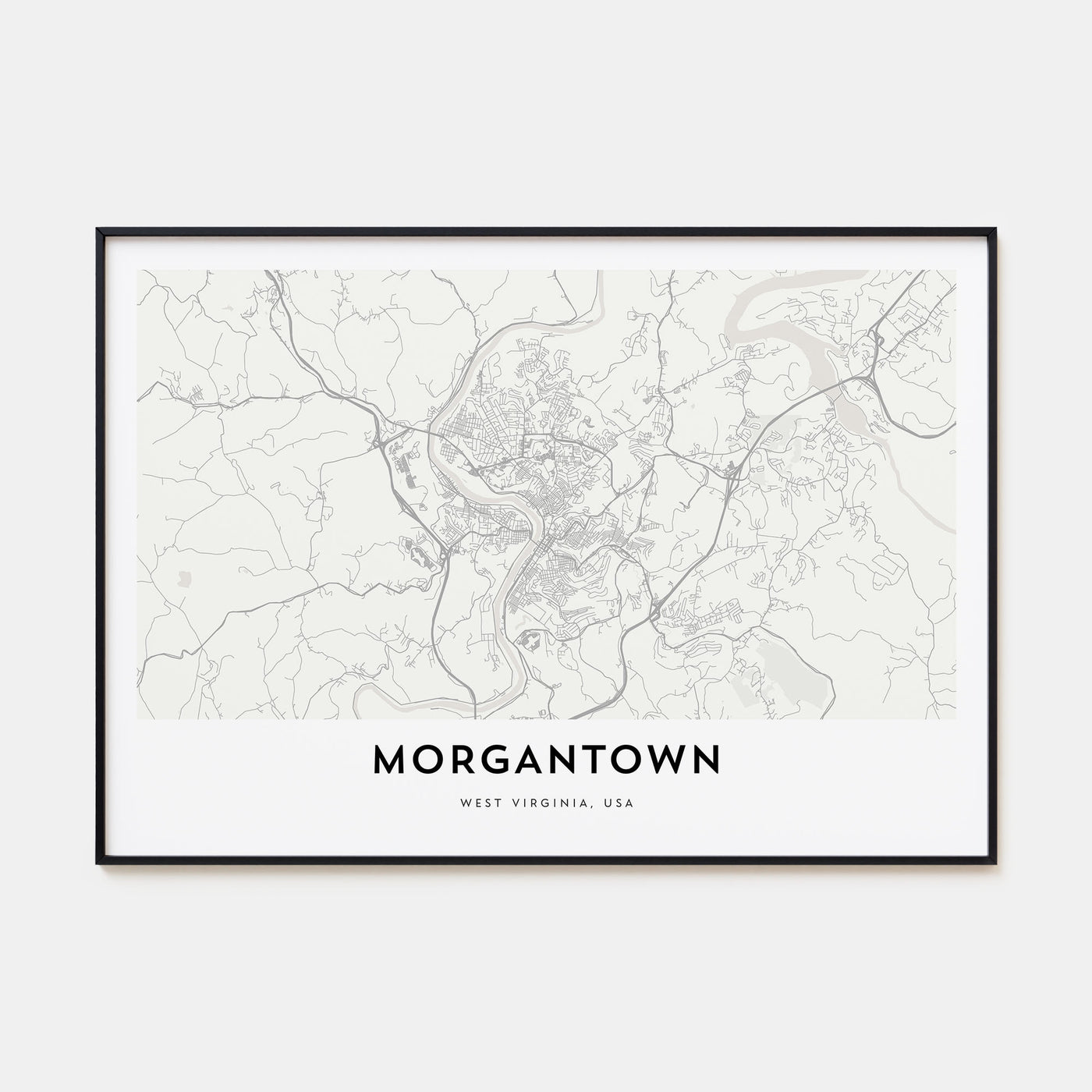 Morgantown Map Landscape Poster