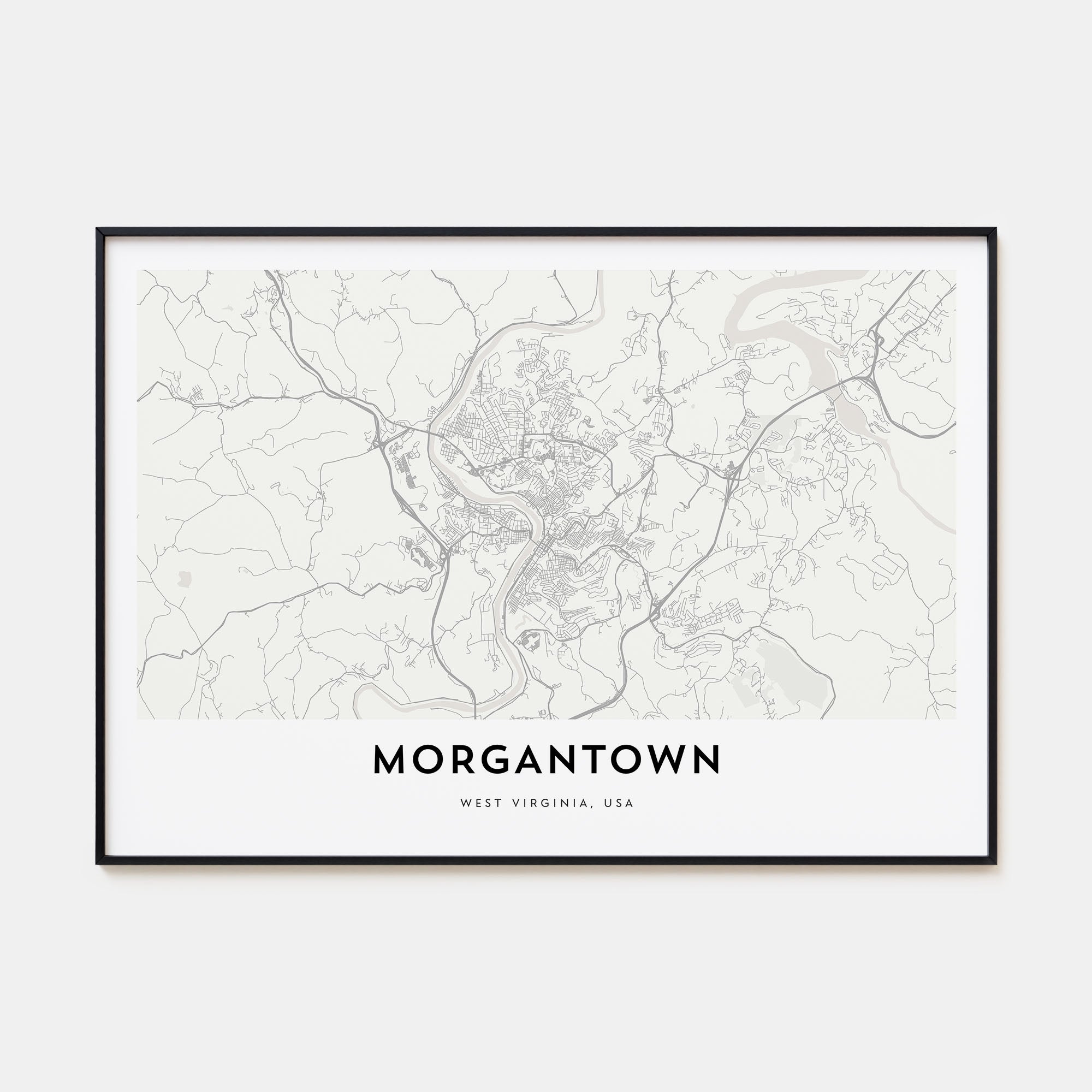Morgantown Map Landscape Poster