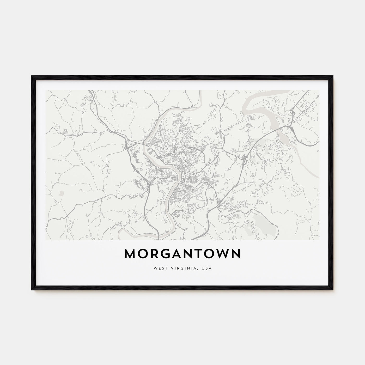 Morgantown Map Landscape Poster