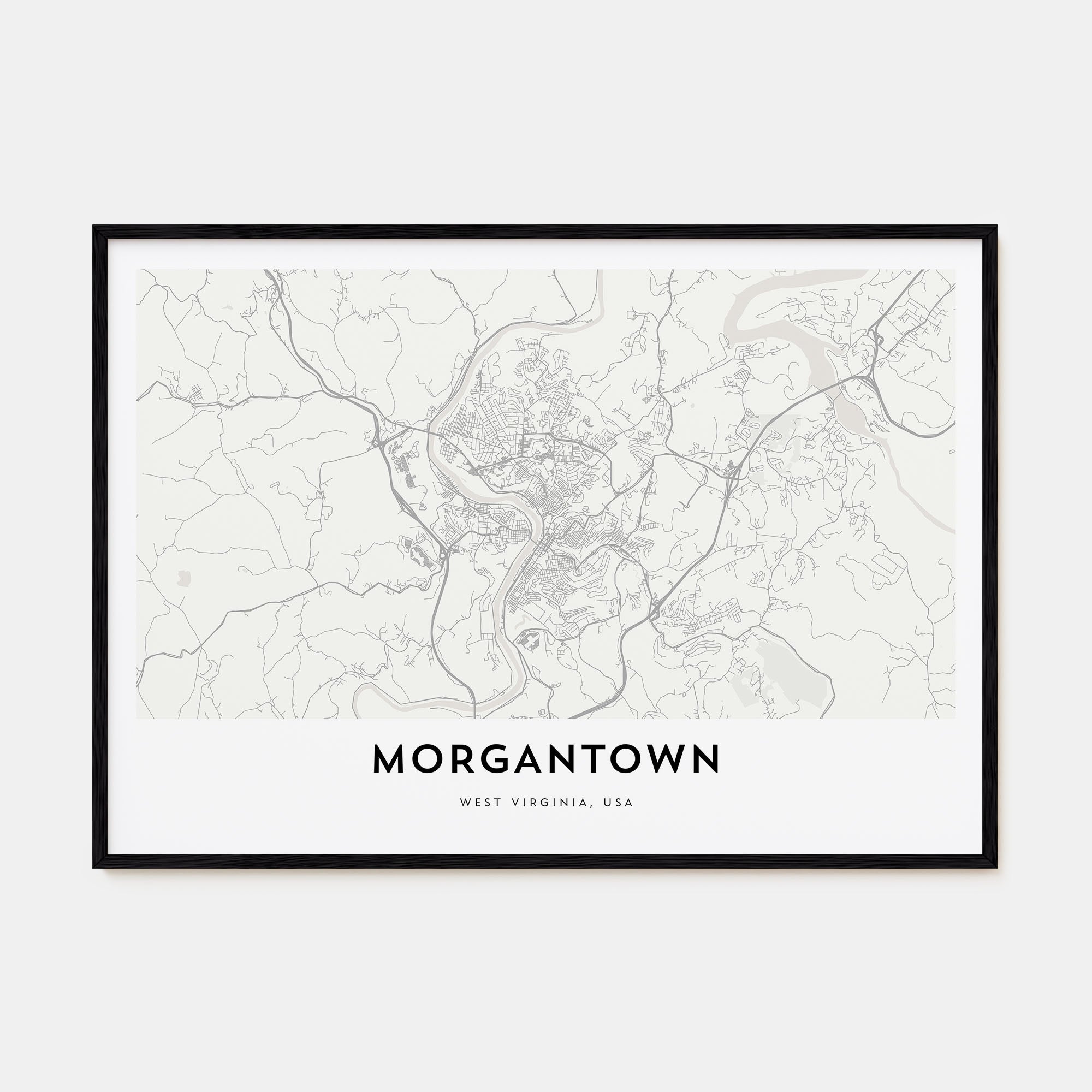 Morgantown Map Landscape Poster