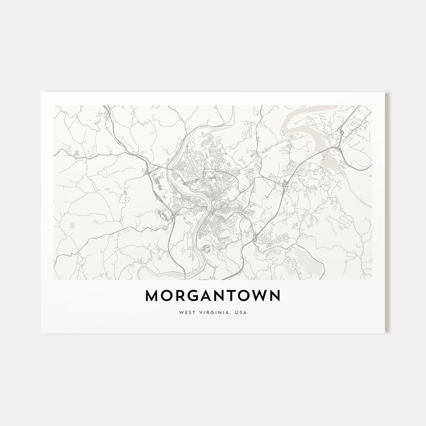 Morgantown Map Landscape Poster