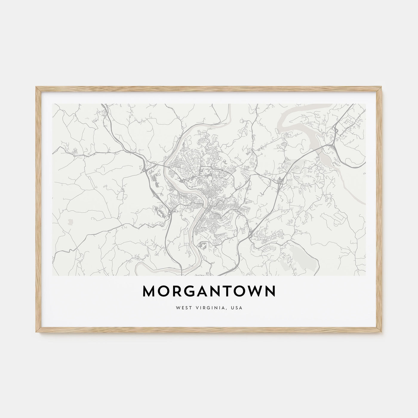 Morgantown Map Landscape Poster