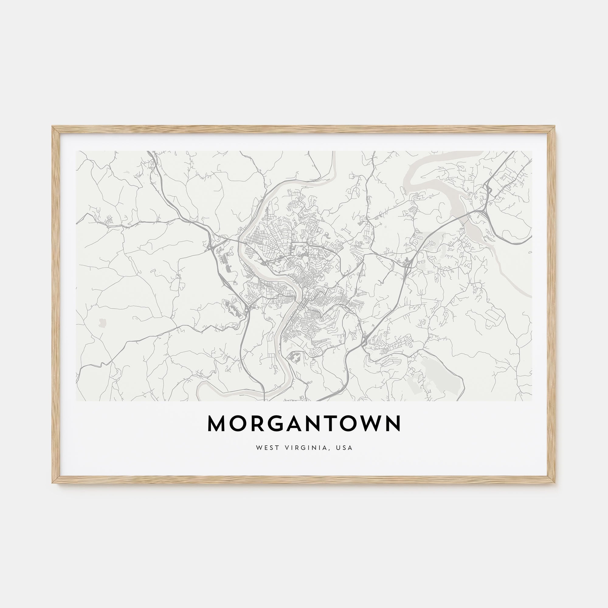 Morgantown Map Landscape Poster
