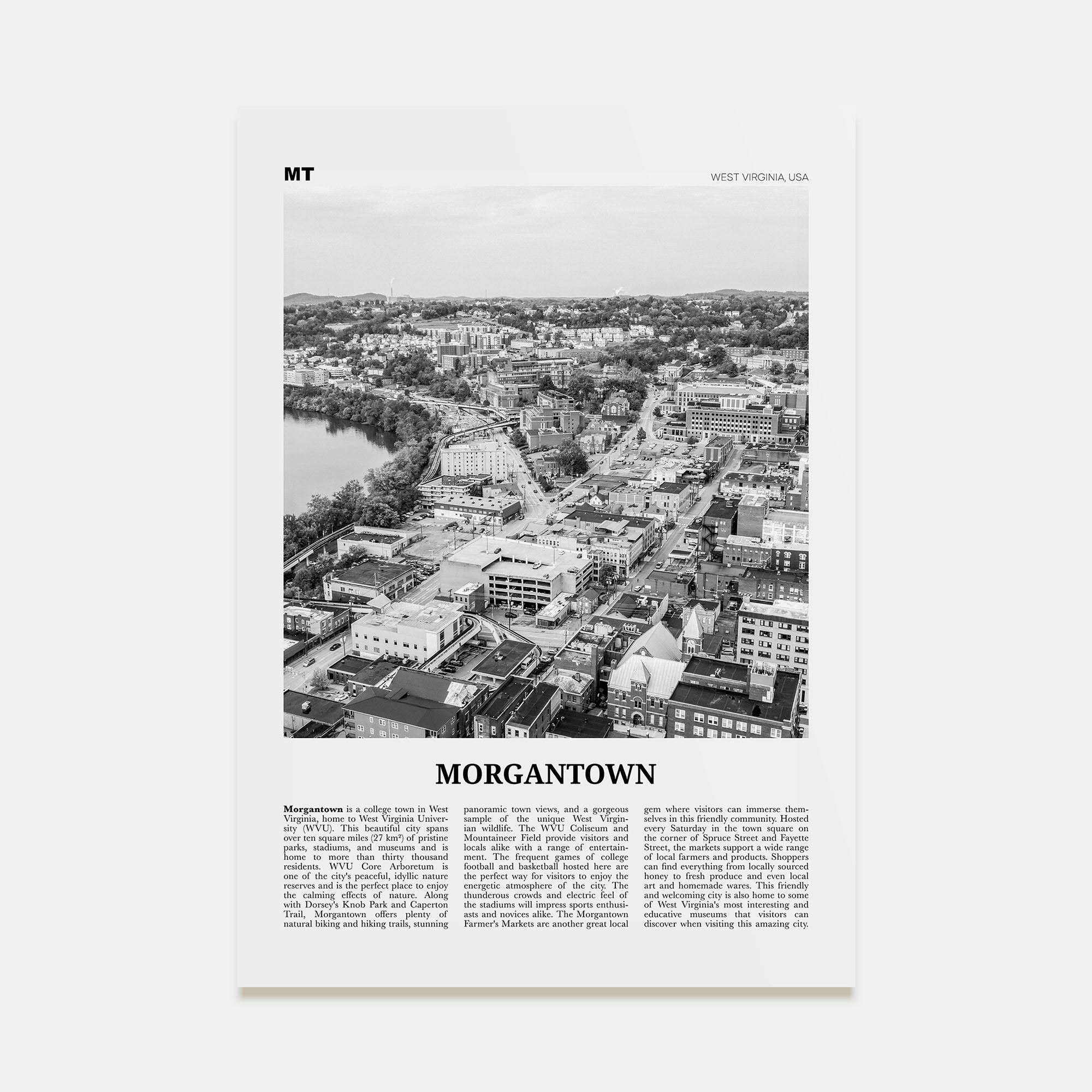 Morgantown Travel B&W Poster