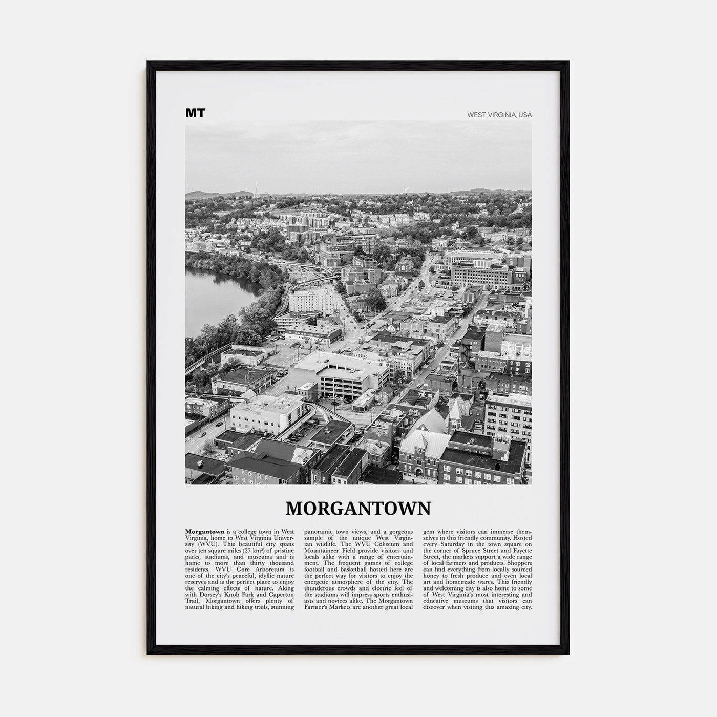 Morgantown Travel B&W Poster