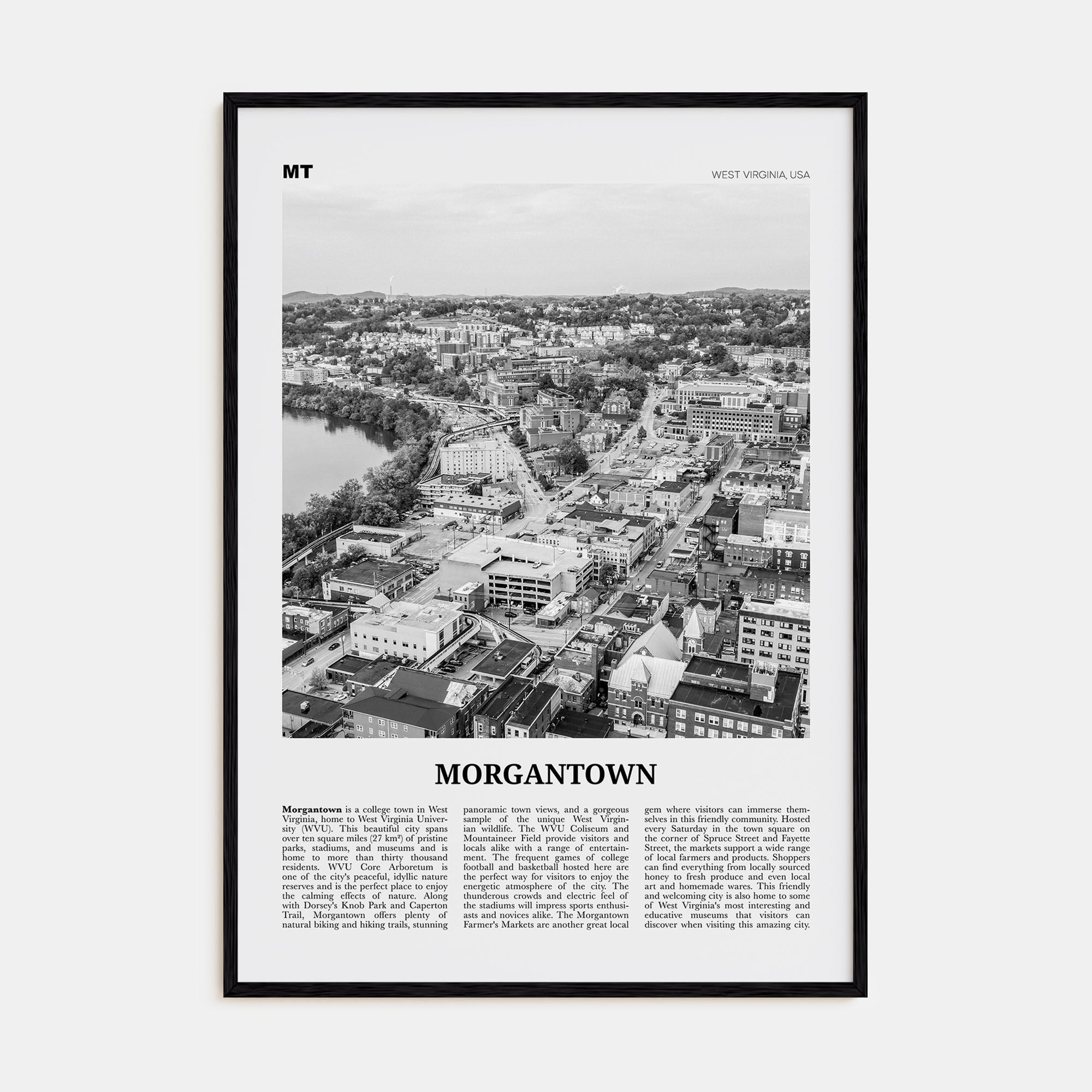 Morgantown Travel B&W Poster