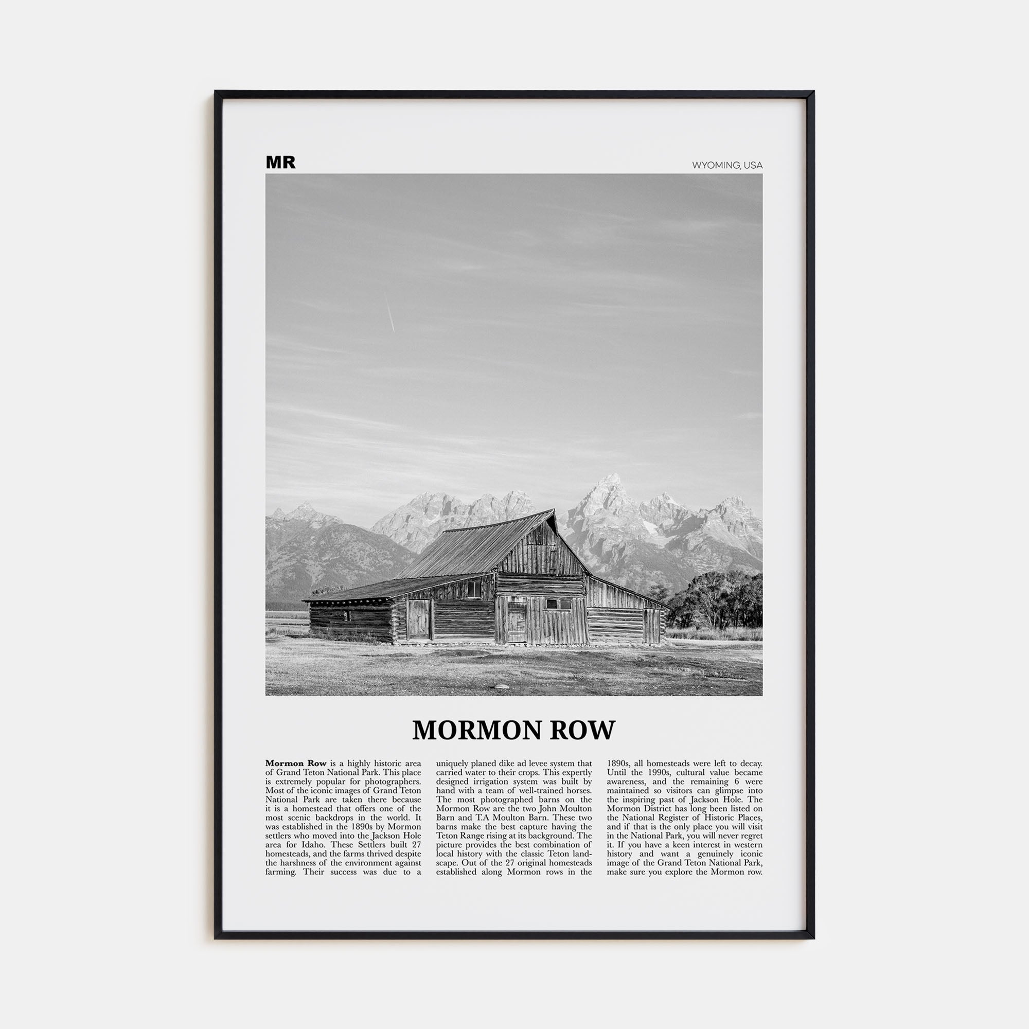 Mormon Row Travel B&W Poster