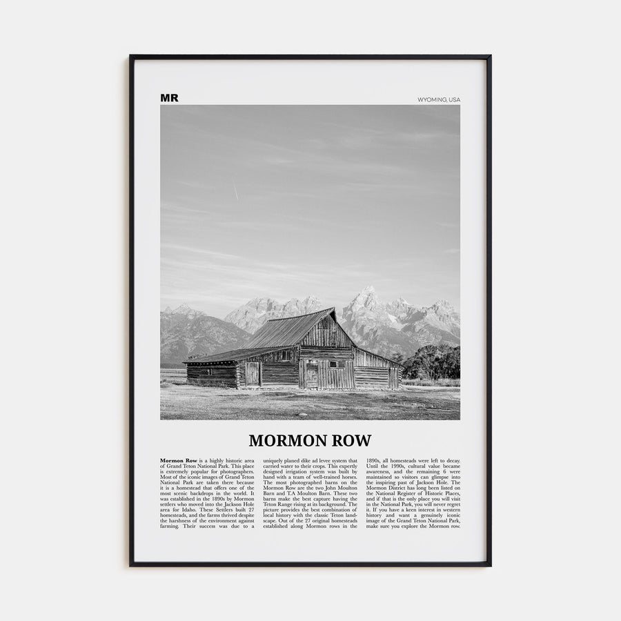 Mormon Row Travel B&W Poster