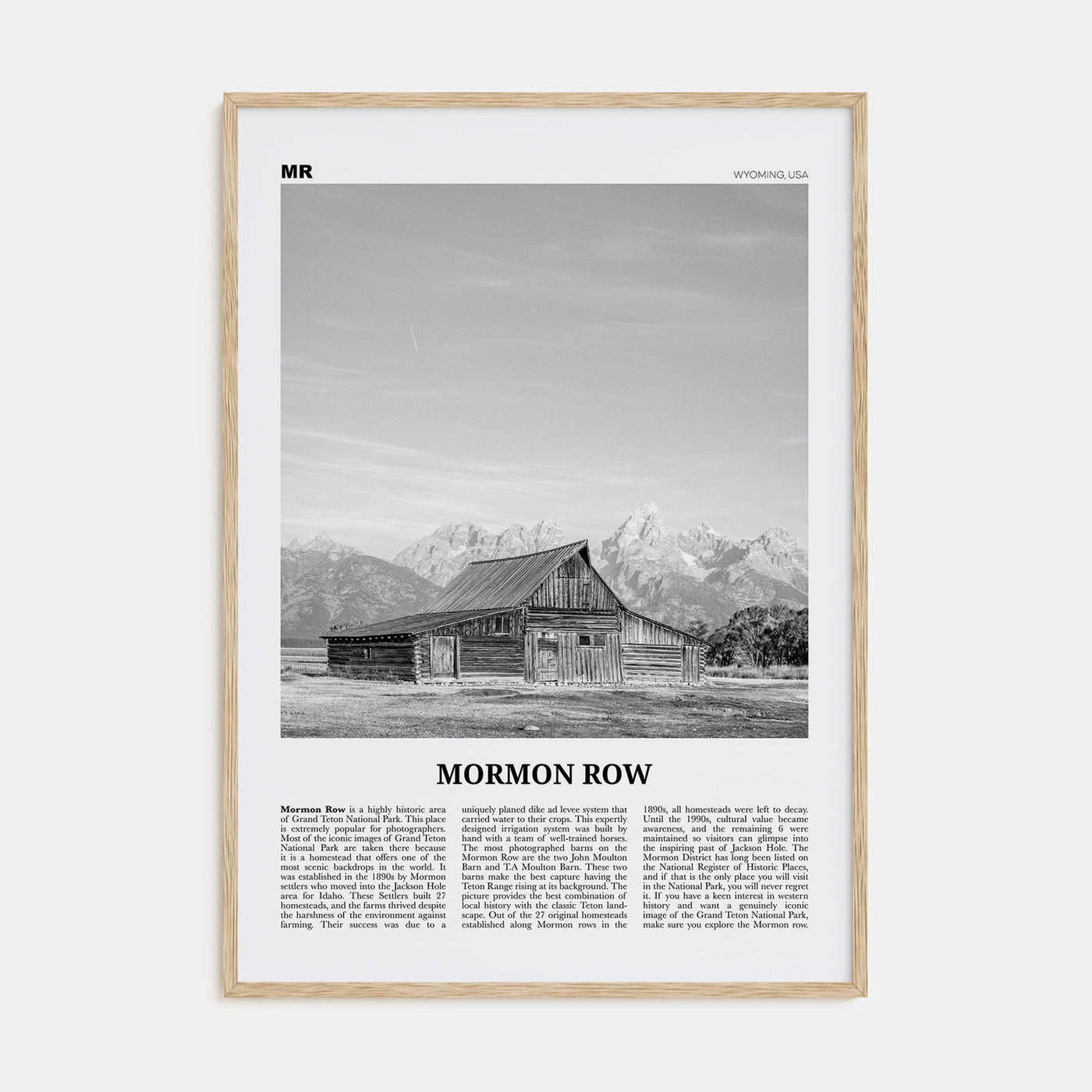 Mormon Row Travel B&W Poster