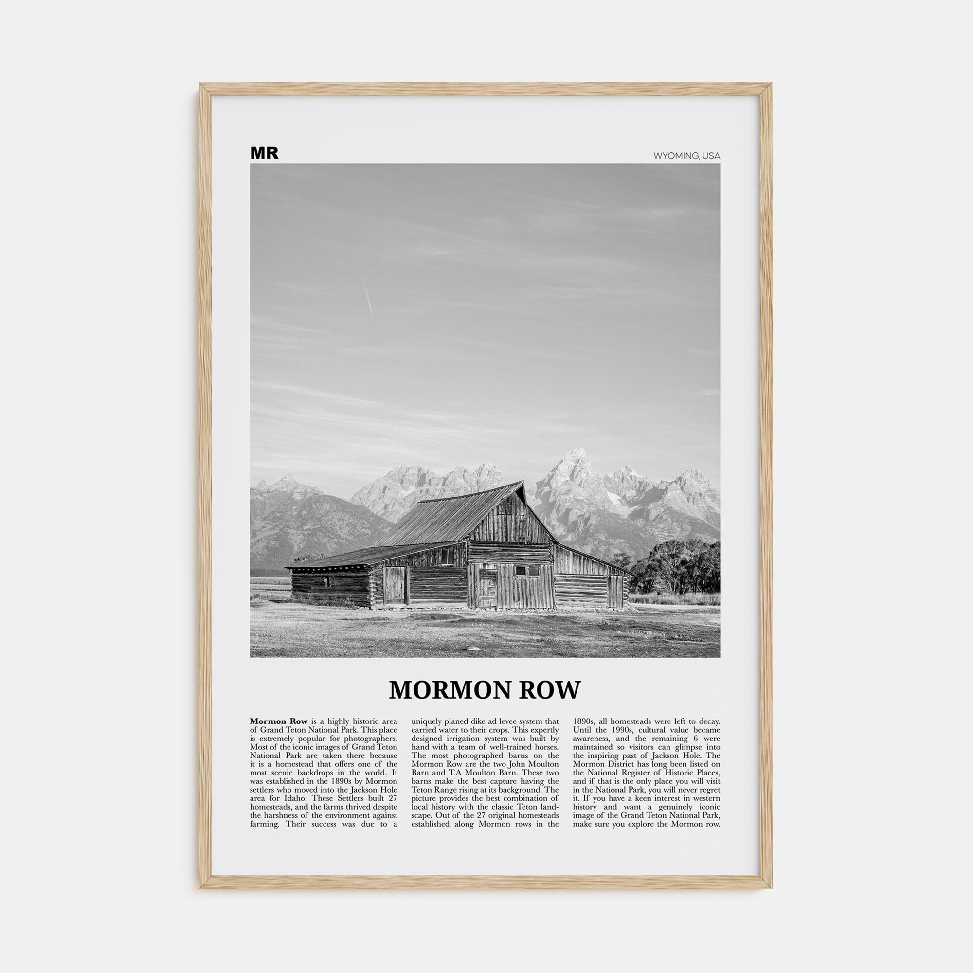 Mormon Row Travel B&W Poster