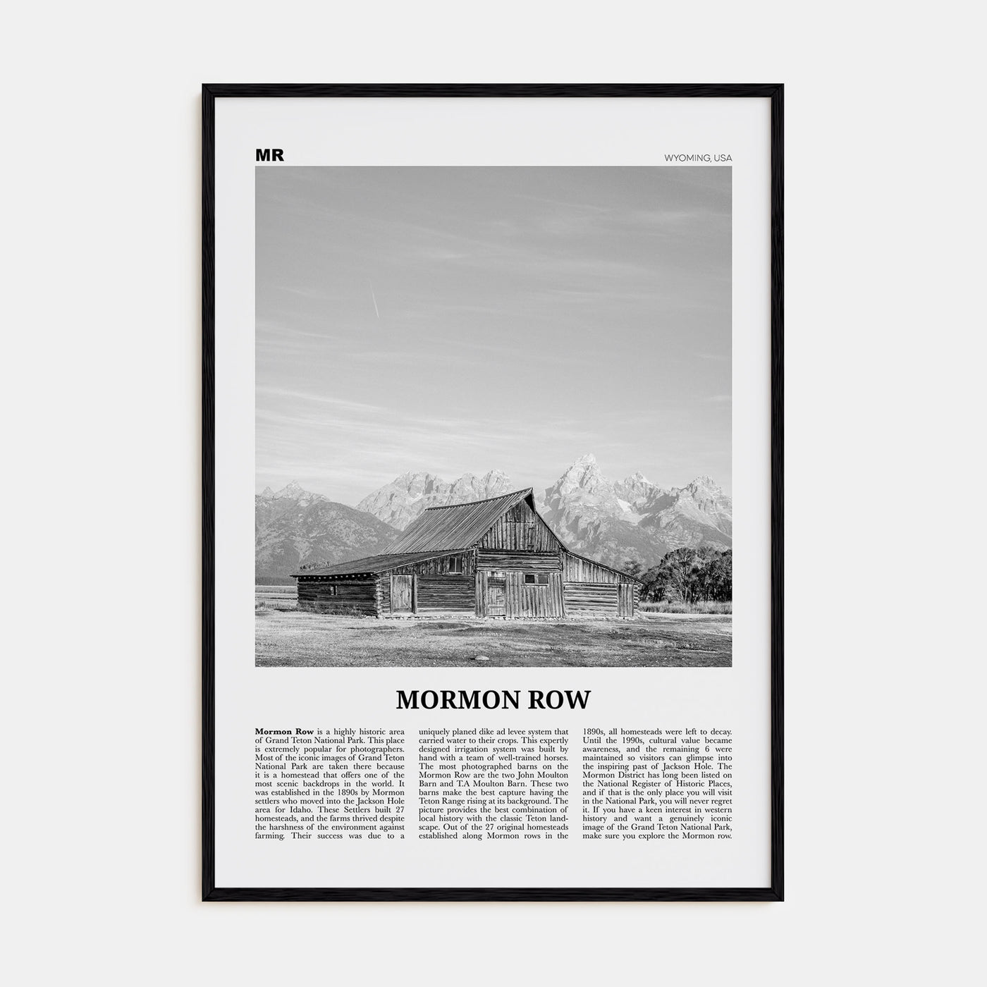 Mormon Row Travel B&W Poster