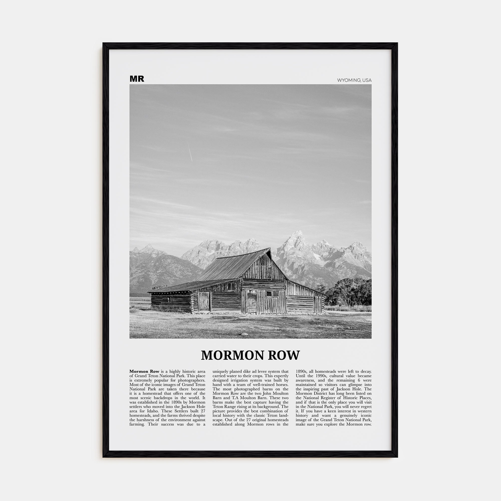 Mormon Row Travel B&W Poster